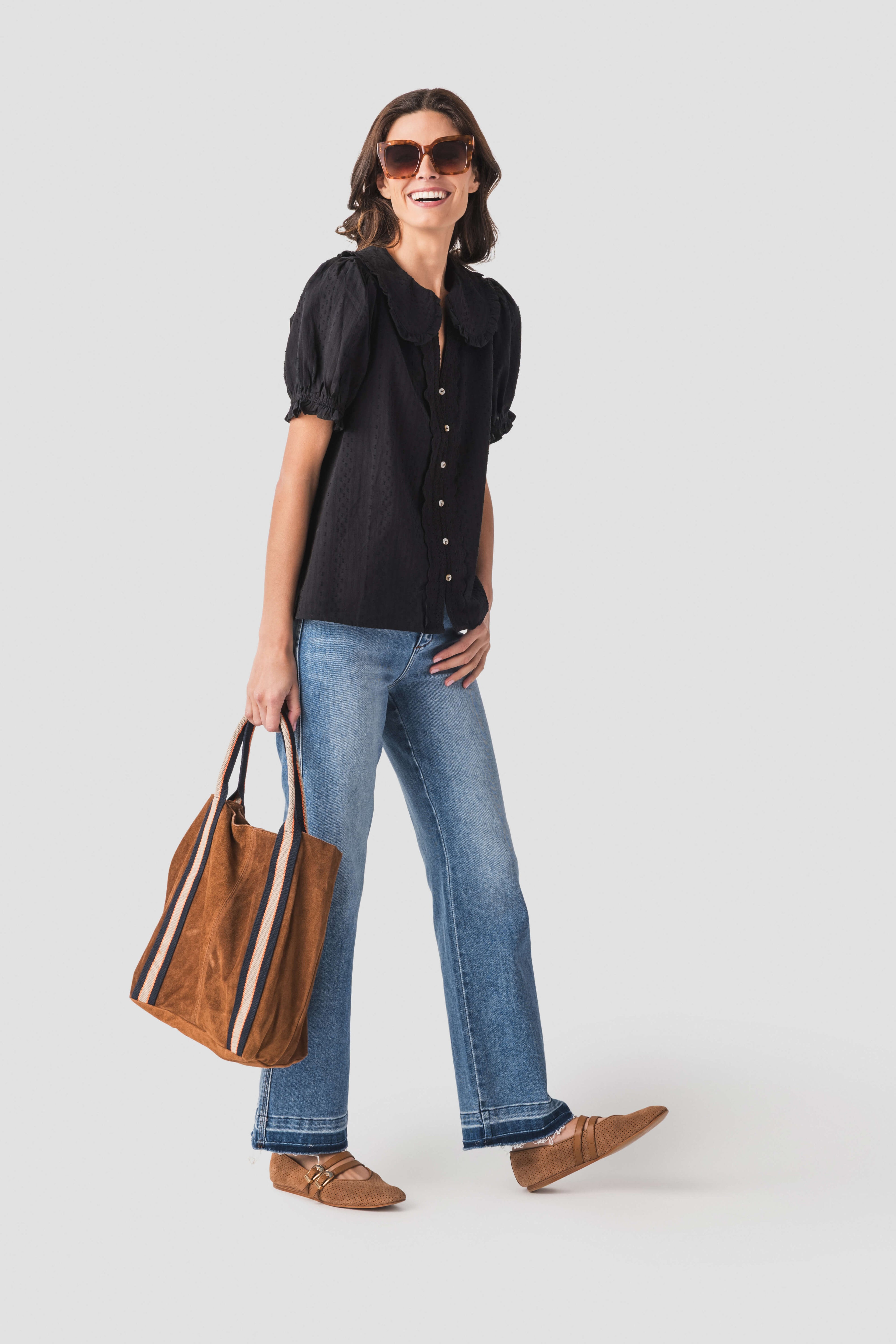 Melody Suede Leather Tote Bag