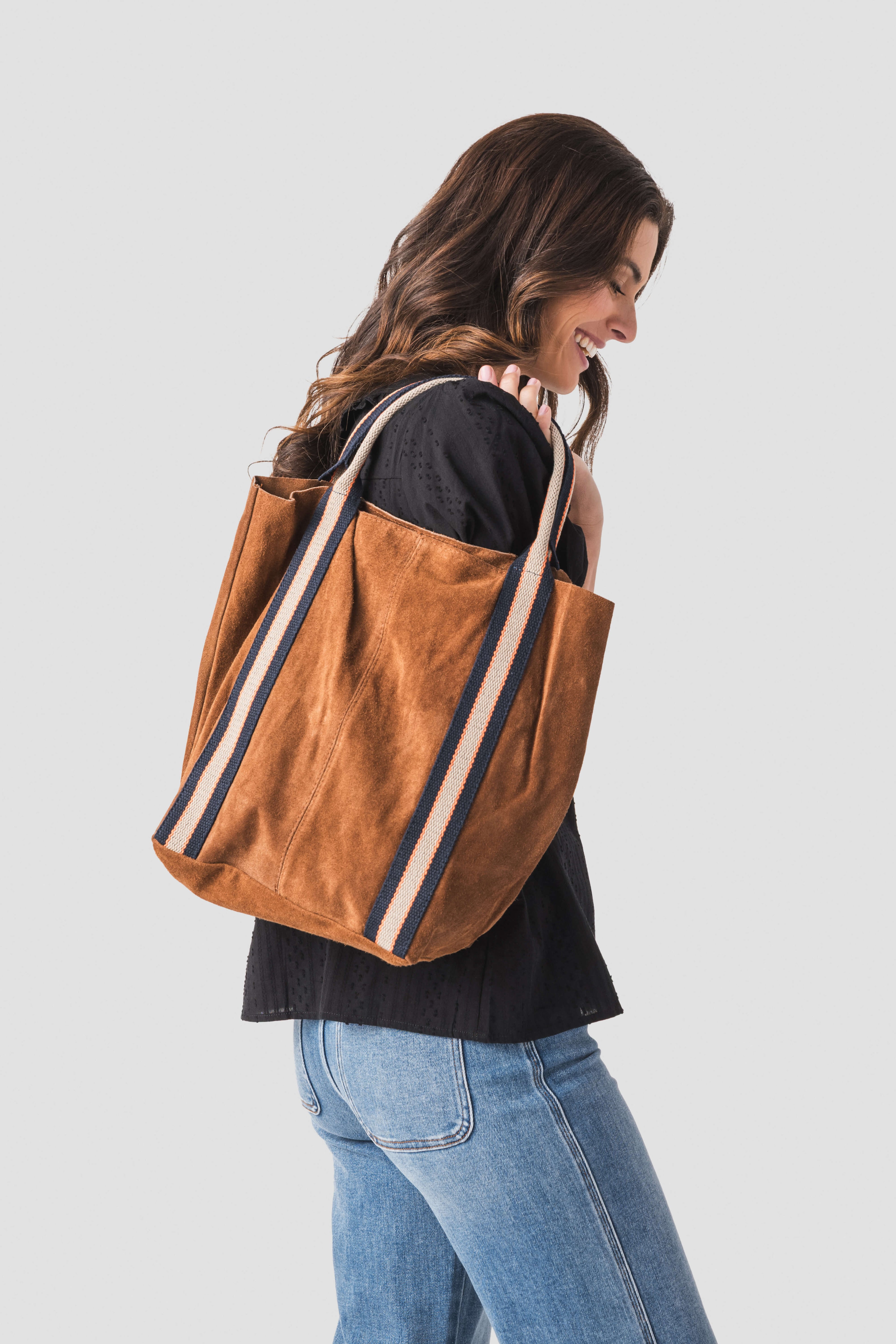 Melody Suede Leather Tote Bag