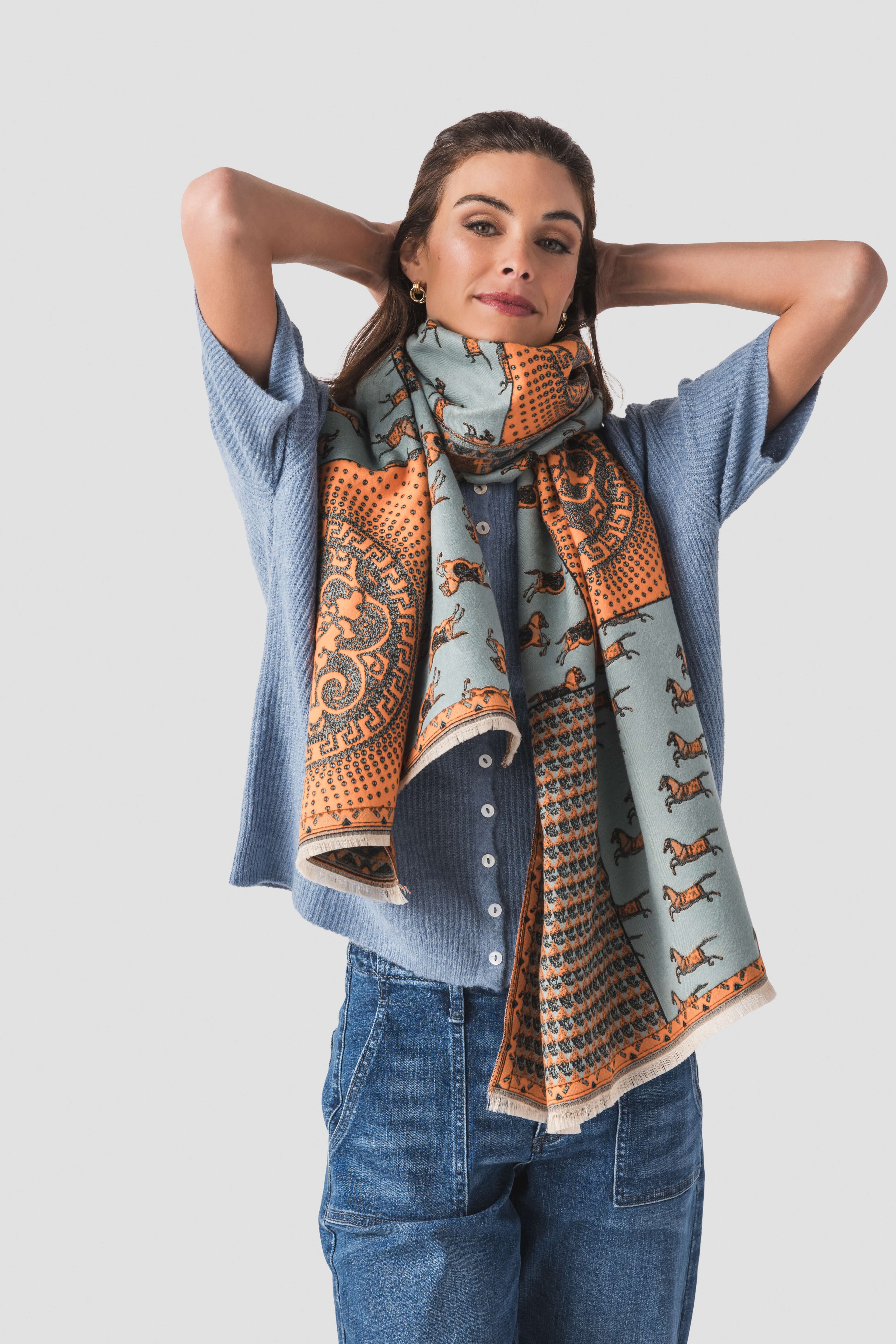 Prancing Pony Equestrian Horse Print Scarf