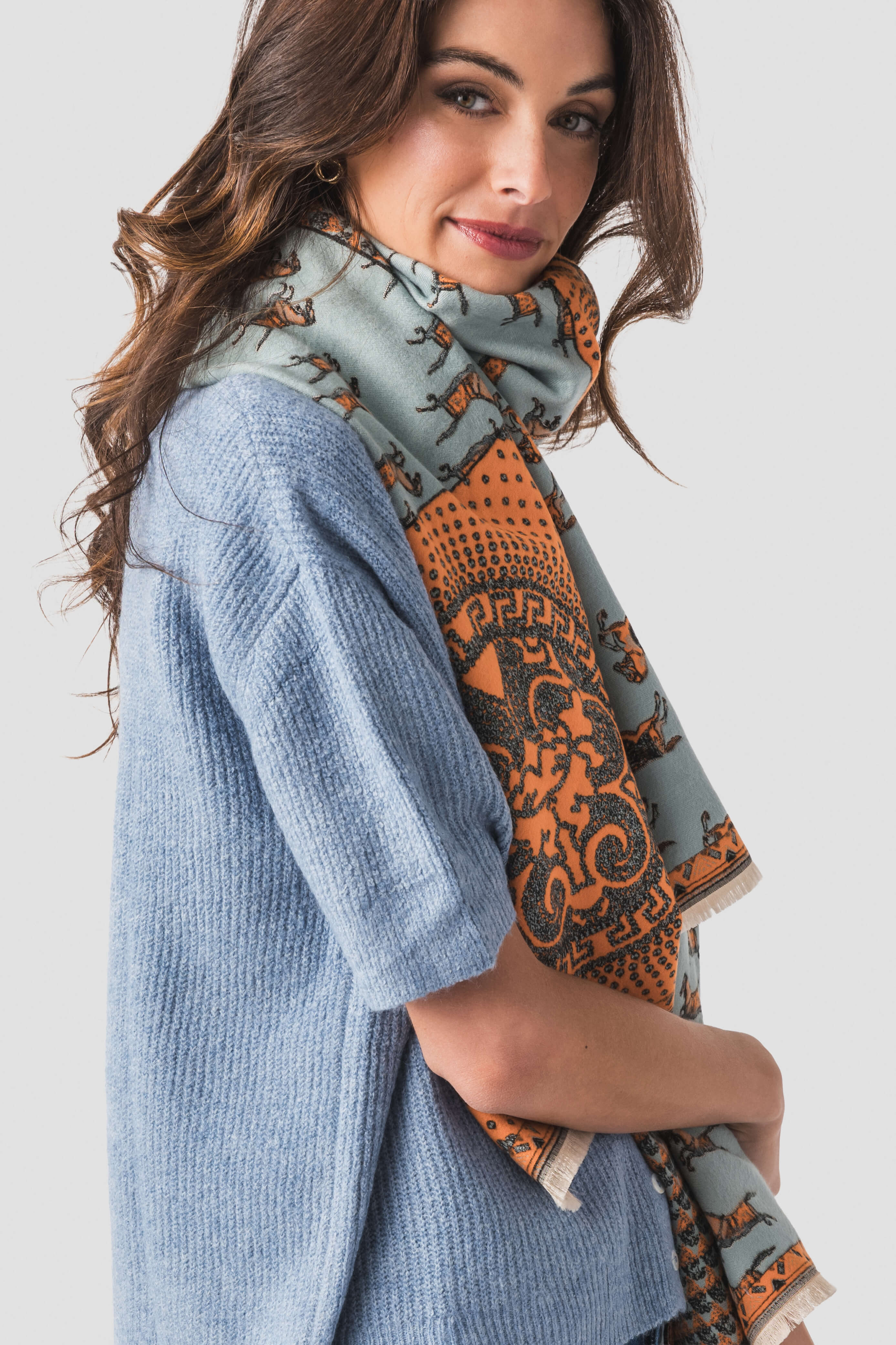 Prancing Pony Equestrian Horse Print Scarf