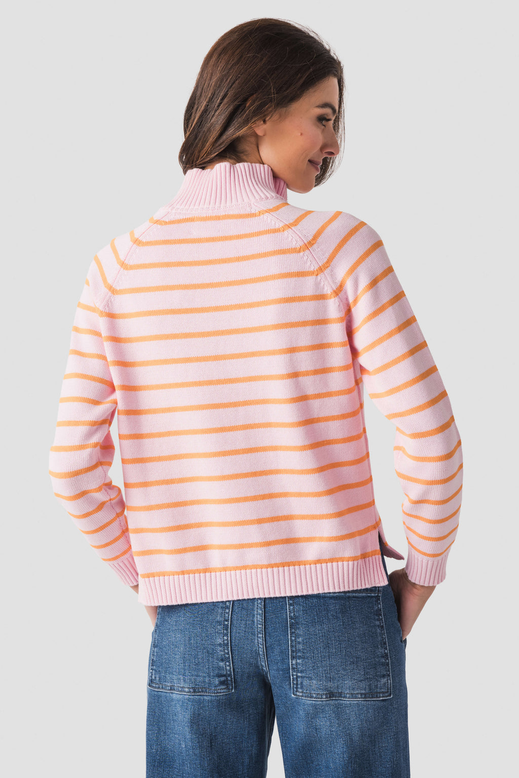 Pink Pineapple 1/2 Zip Stripe Sweater