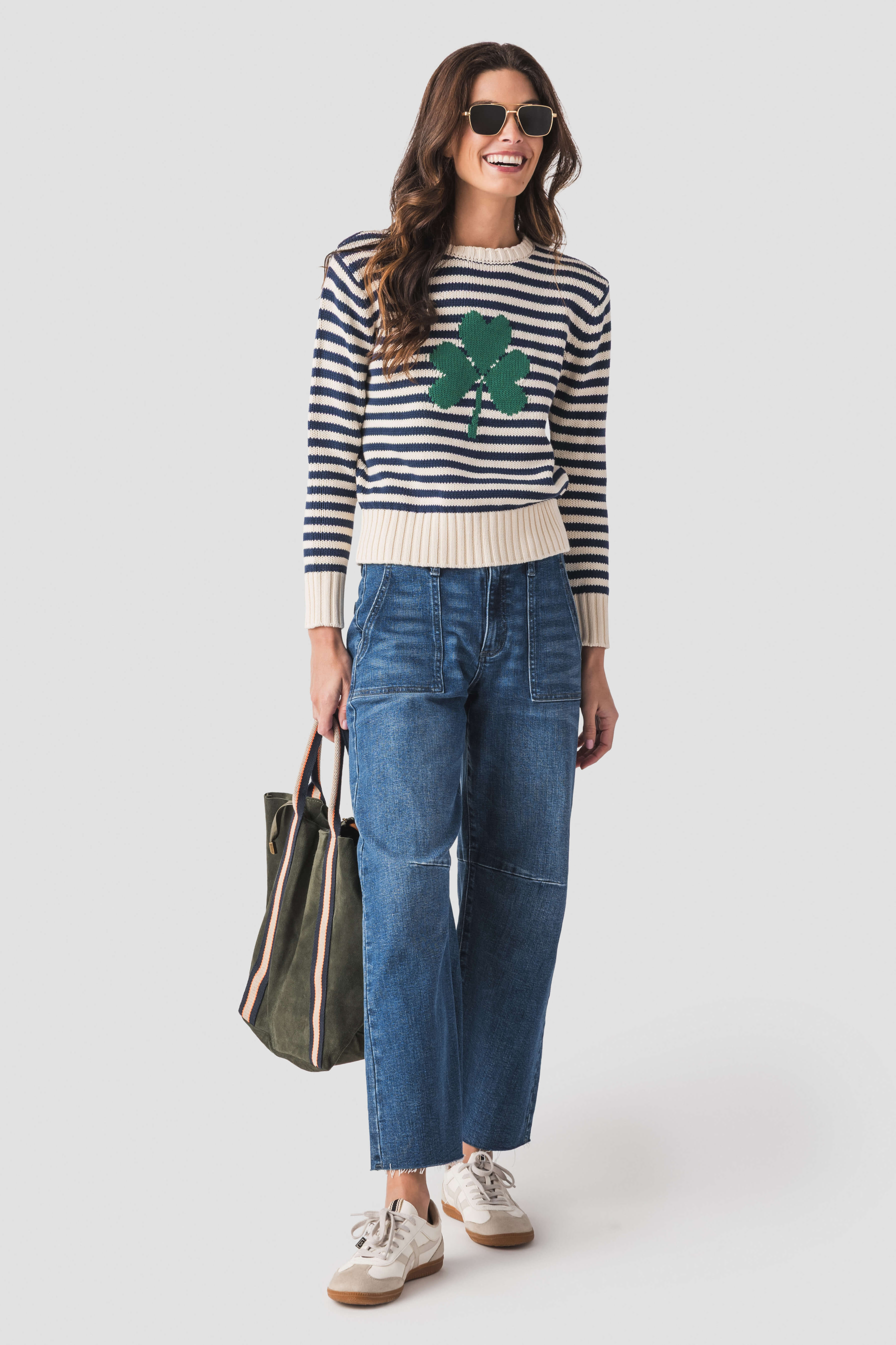 Pink Pineapple Shamrock Mini Stripe Sweater – Social Threads