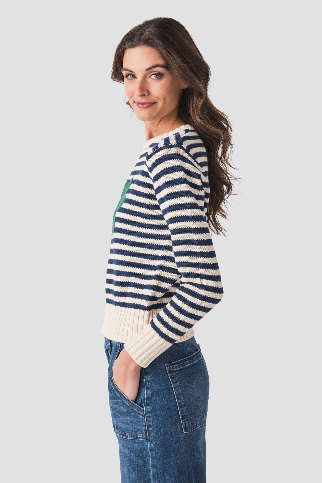 Pink Pineapple Shamrock Mini Stripe Sweater