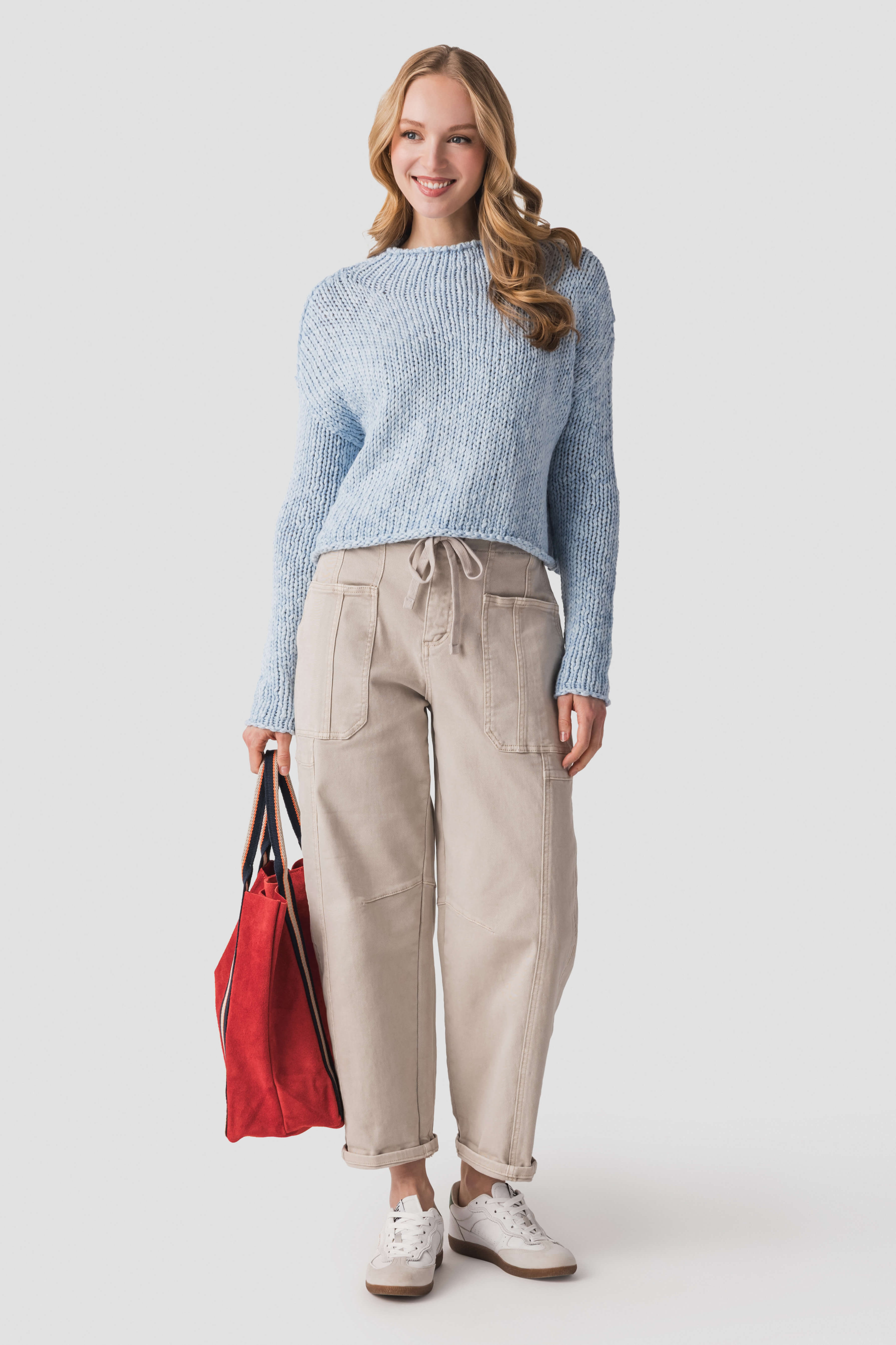 Risen Elle High Rise Crop Barrel Cargo Cuffed Pants