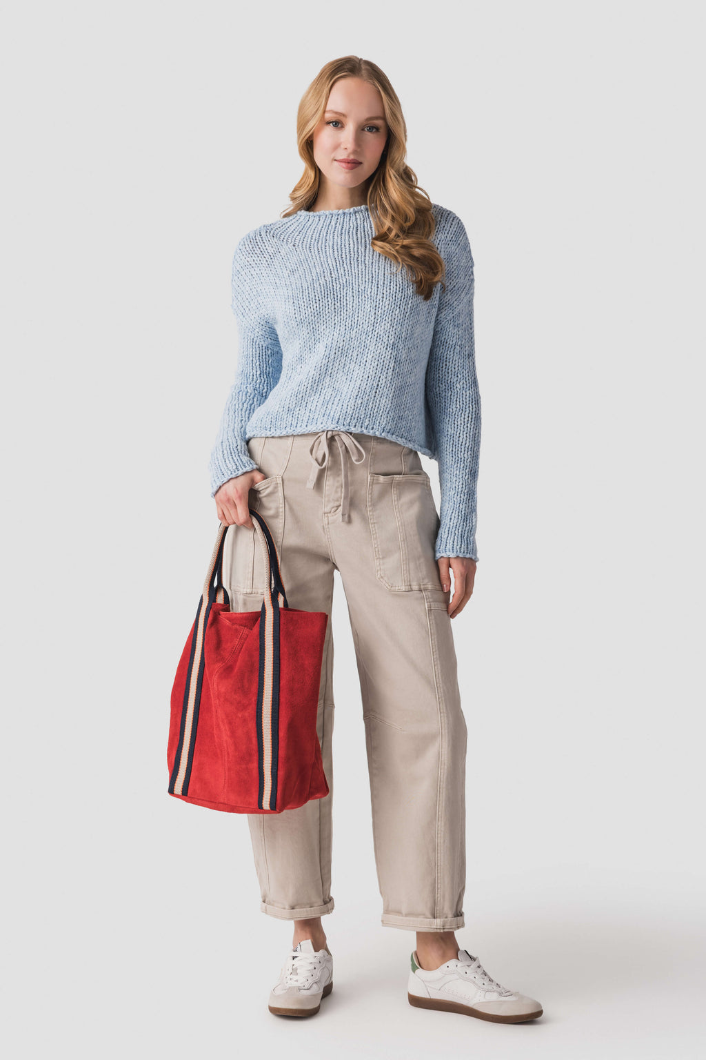 Risen Elle High Rise Crop Barrel Cargo Cuffed Pants