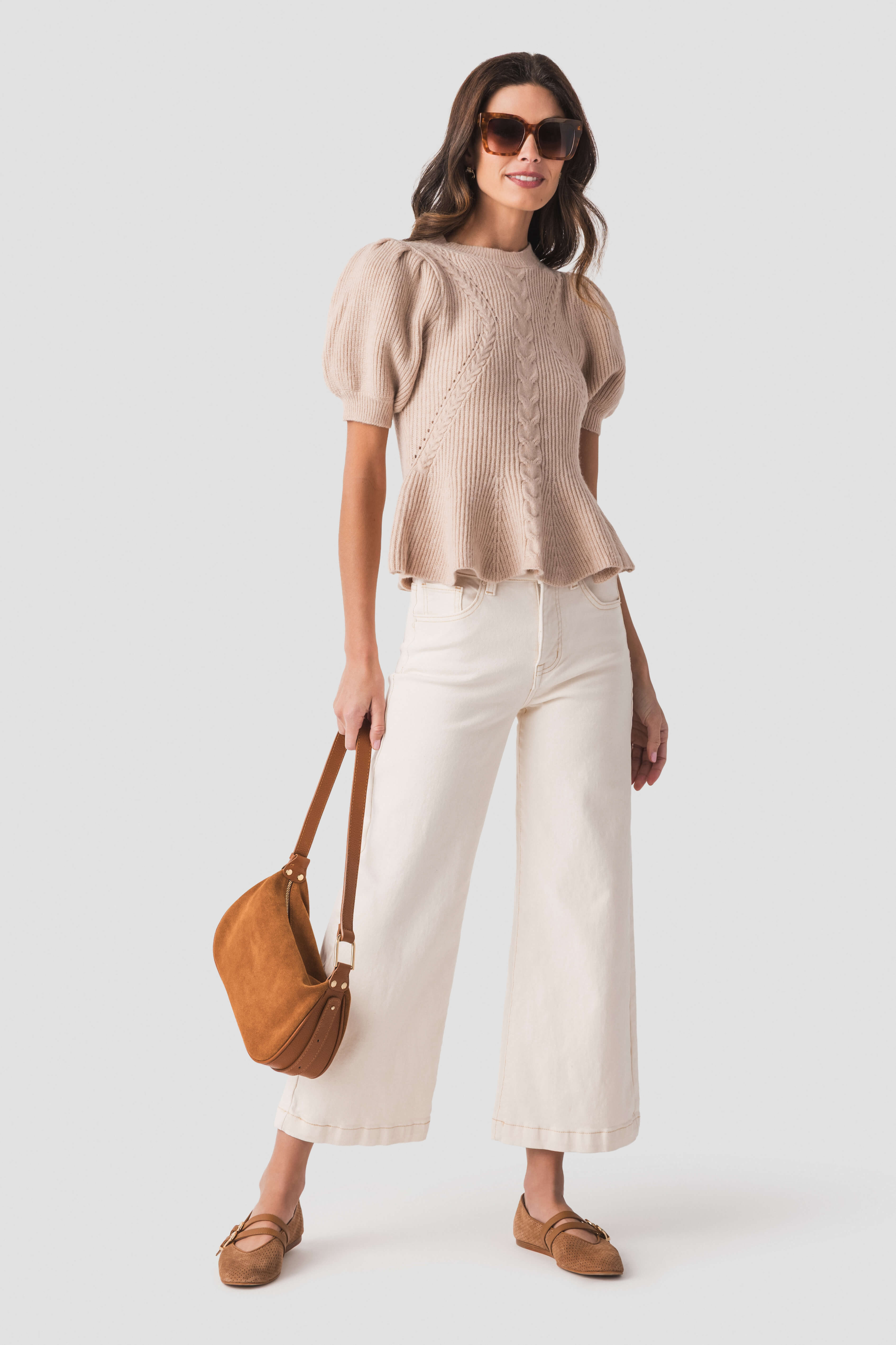 Strut & Bolt Flared Puff Sleeve Knit Top