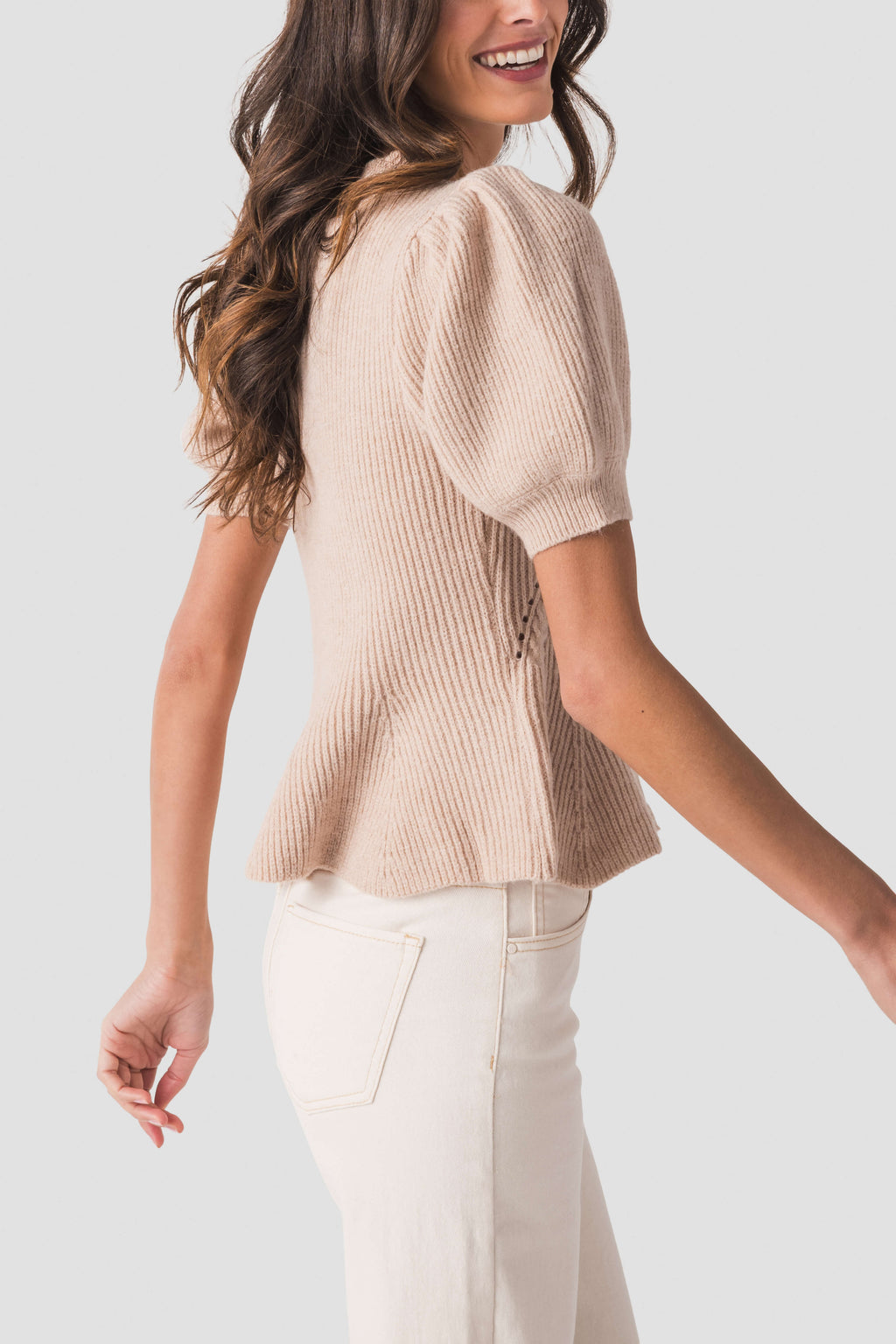 Strut & Bolt Flared Puff Sleeve Knit Top