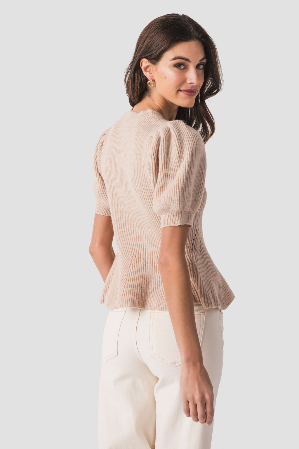 Strut & Bolt Flared Puff Sleeve Knit Top