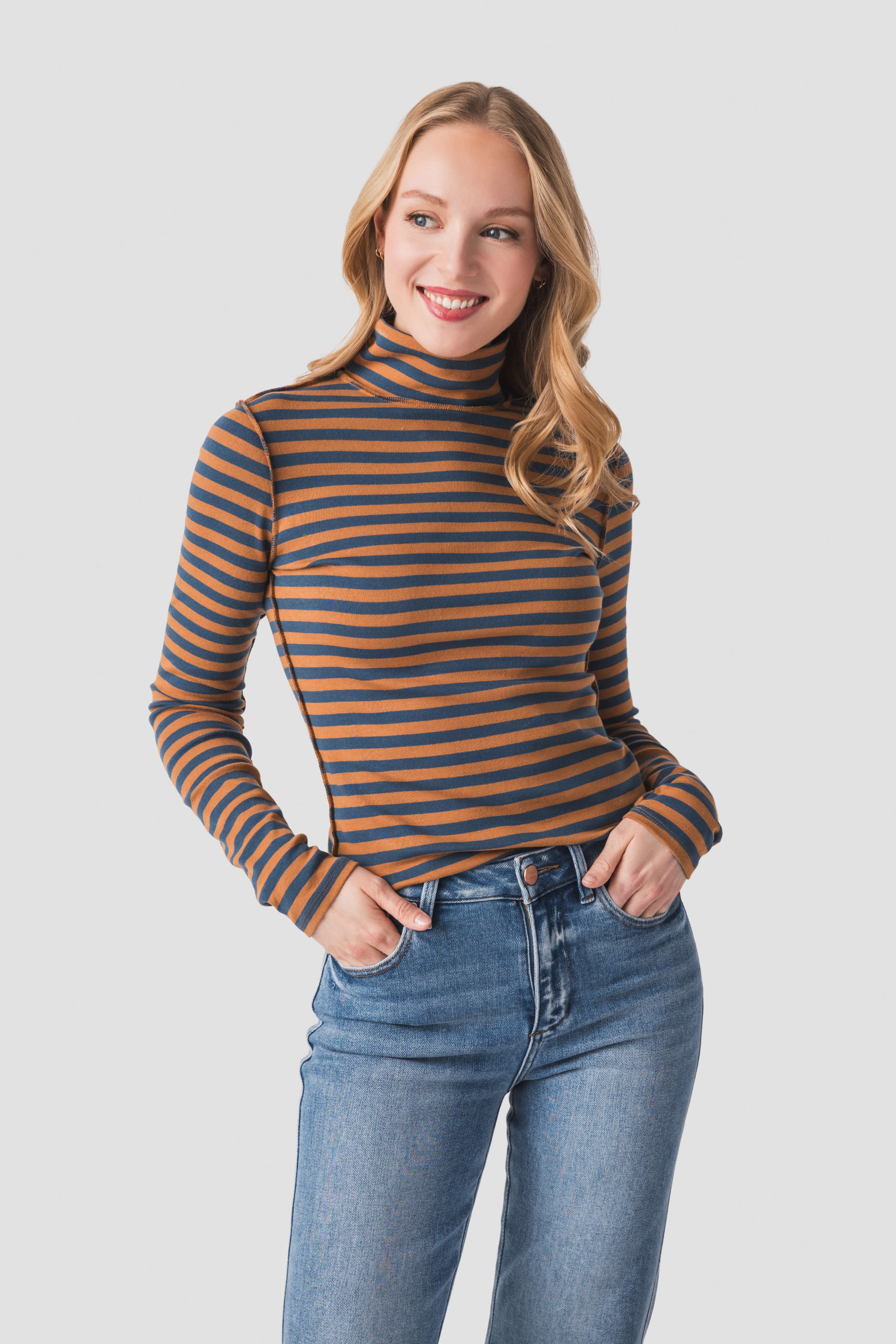 Trend Notes Striped Turtleneck Top