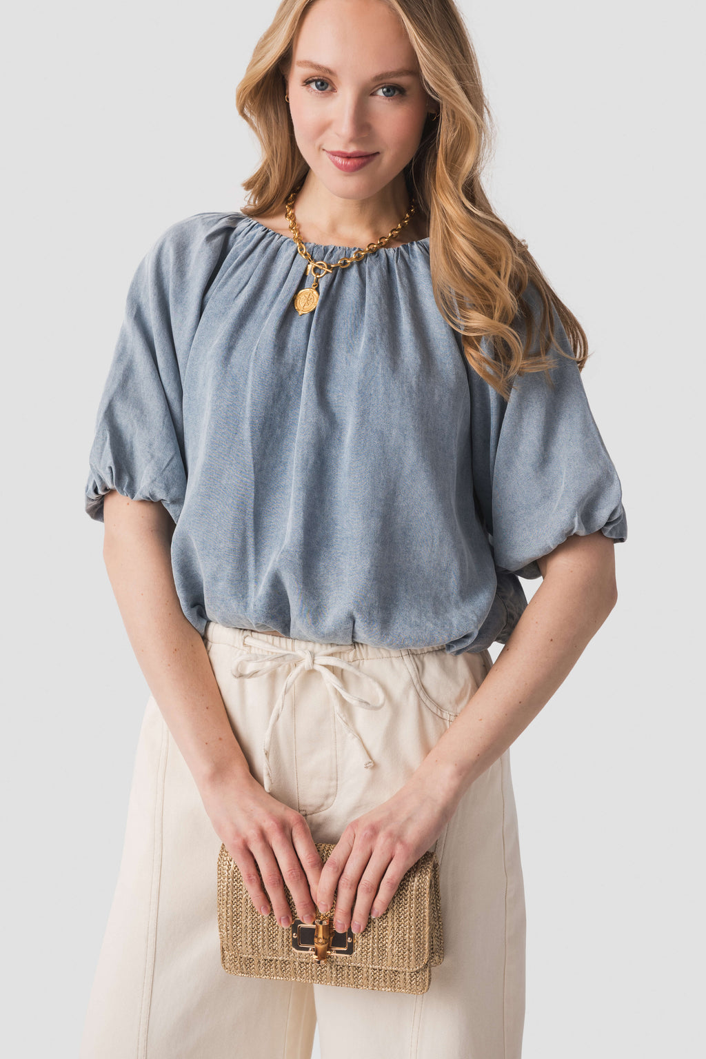 THML Tencel Bubble Hem Top