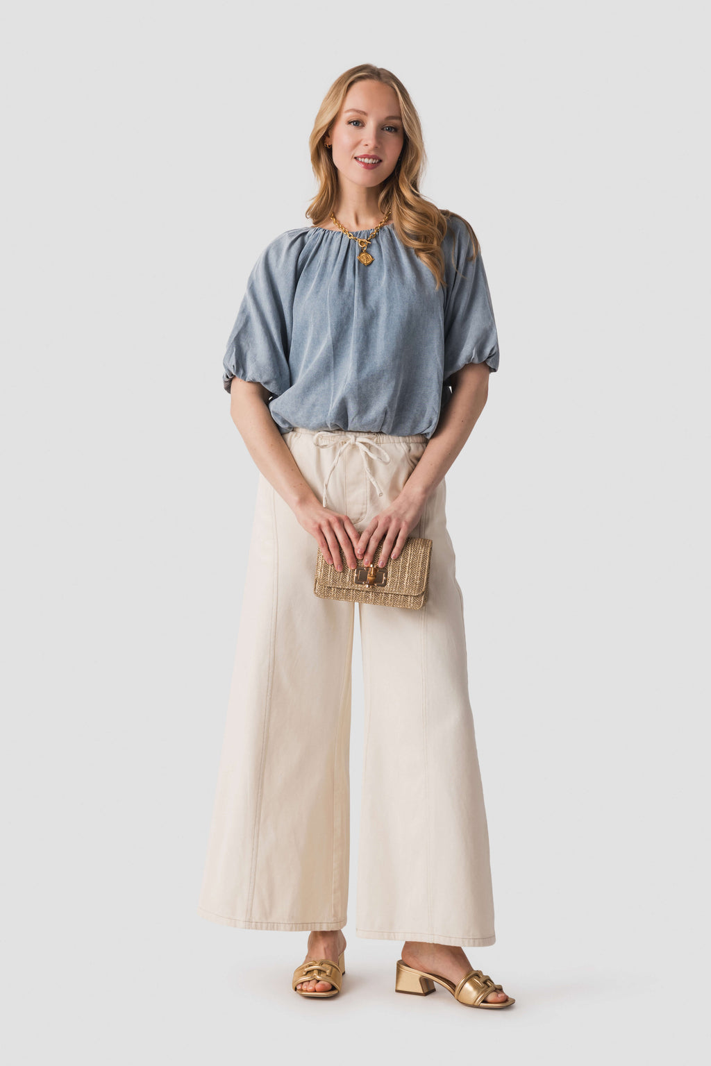 THML Tencel Bubble Hem Top