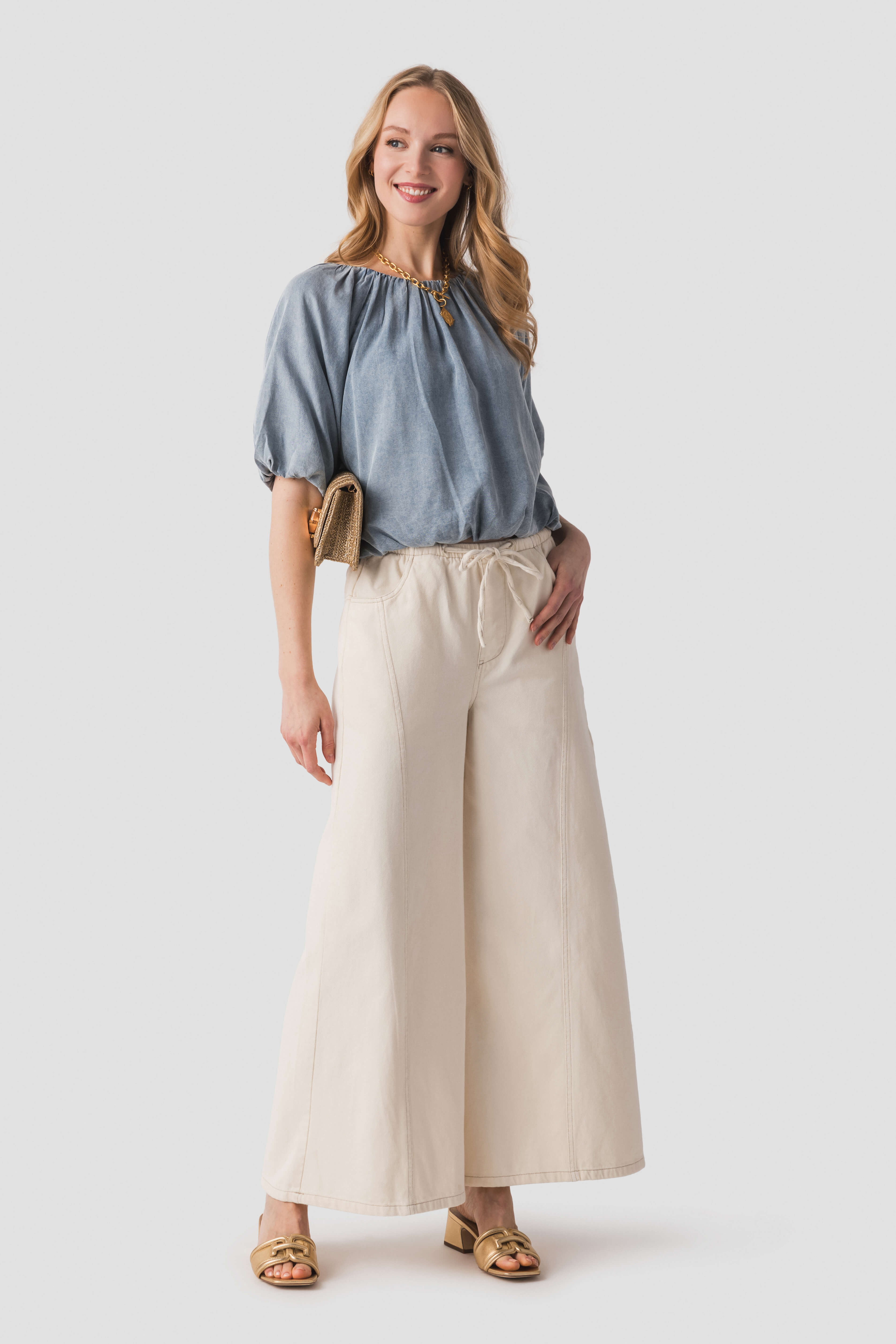 THML Tencel Bubble Hem Top