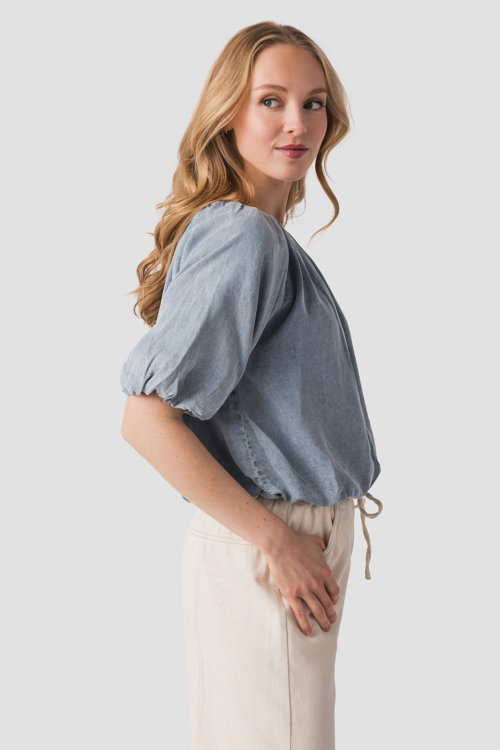 THML Tencel Bubble Hem Top