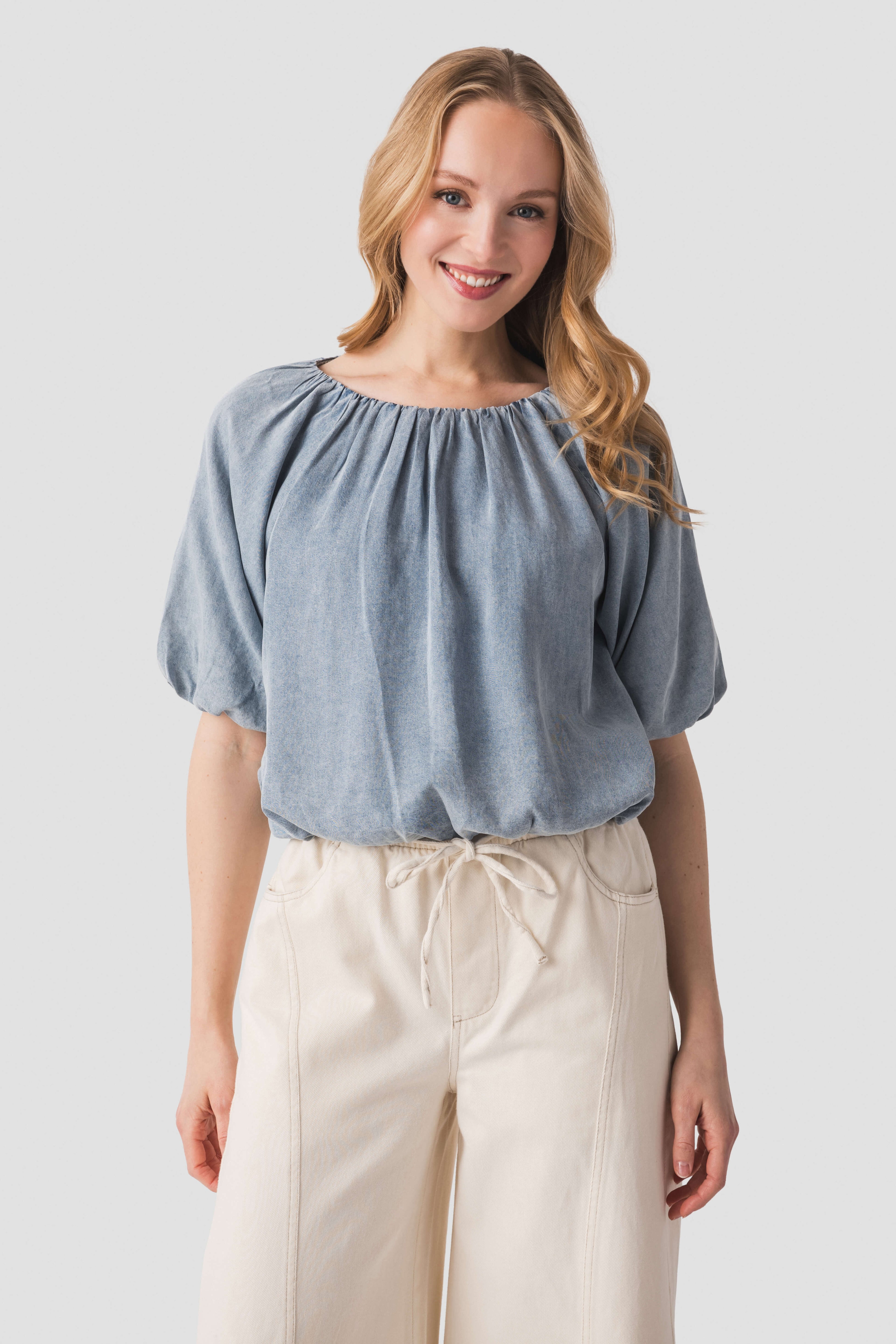 THML Tencel Bubble Hem Top