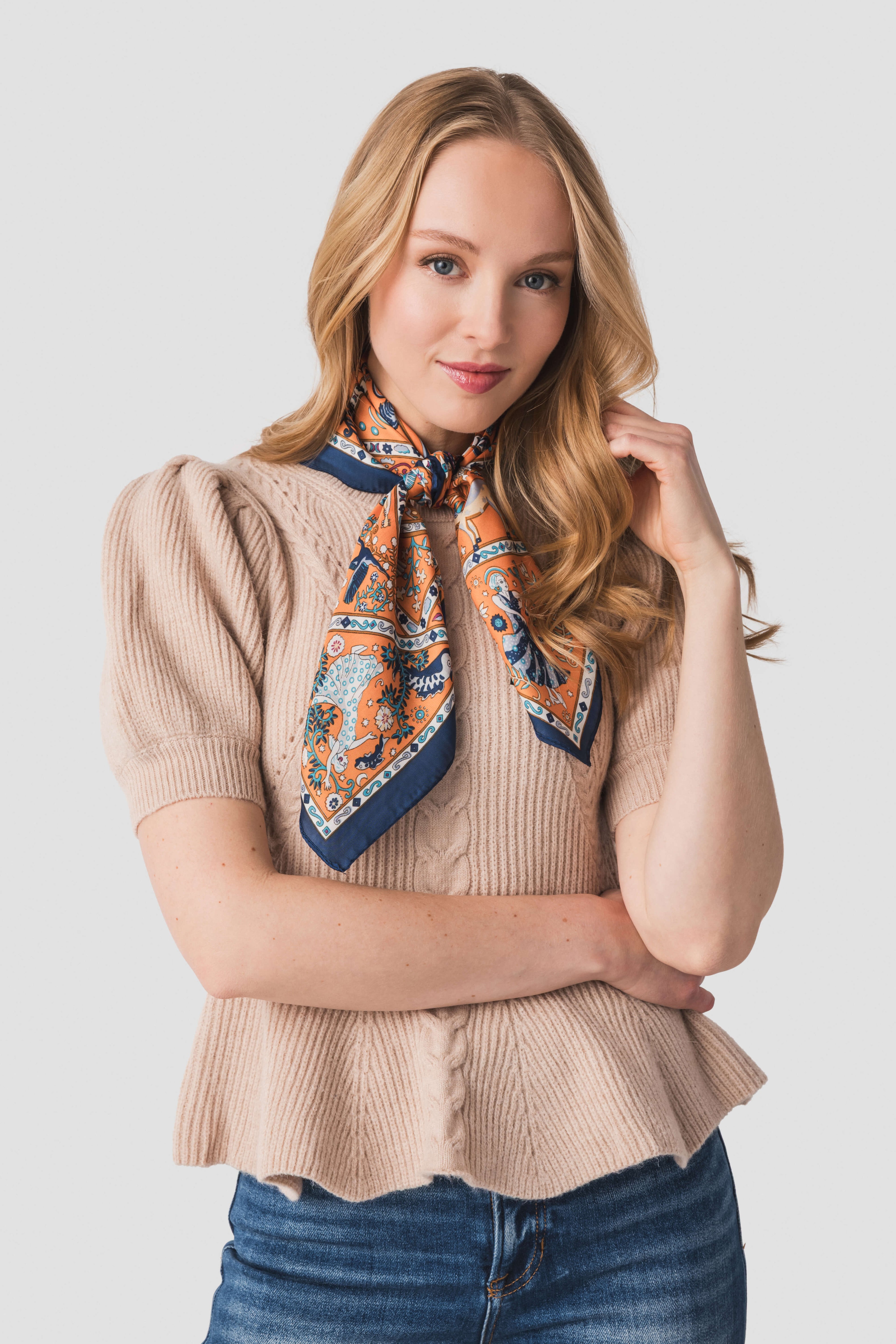 Accity Floral Satin Square Scarf