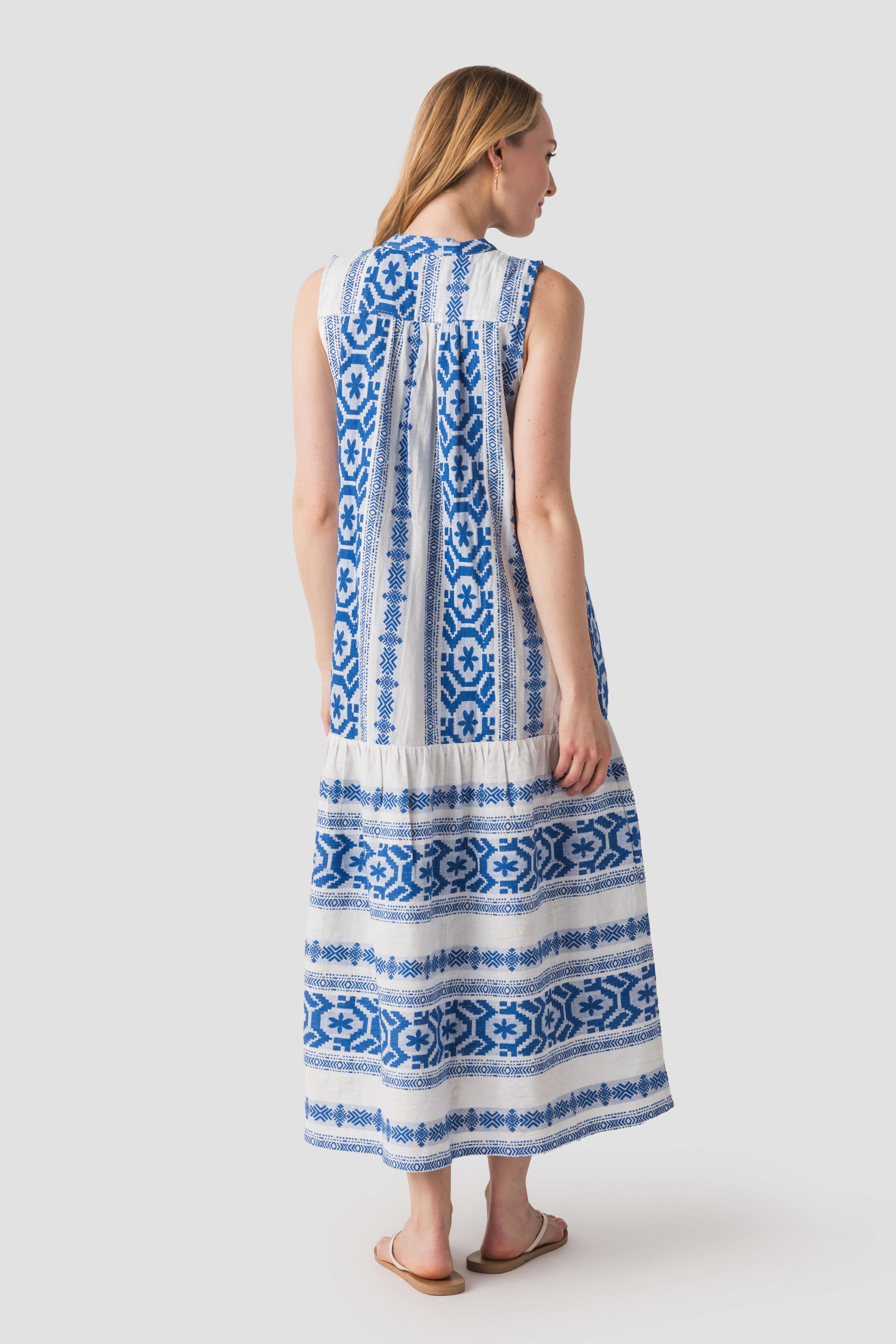 Elan Embroidered Tiered Maxi Dress