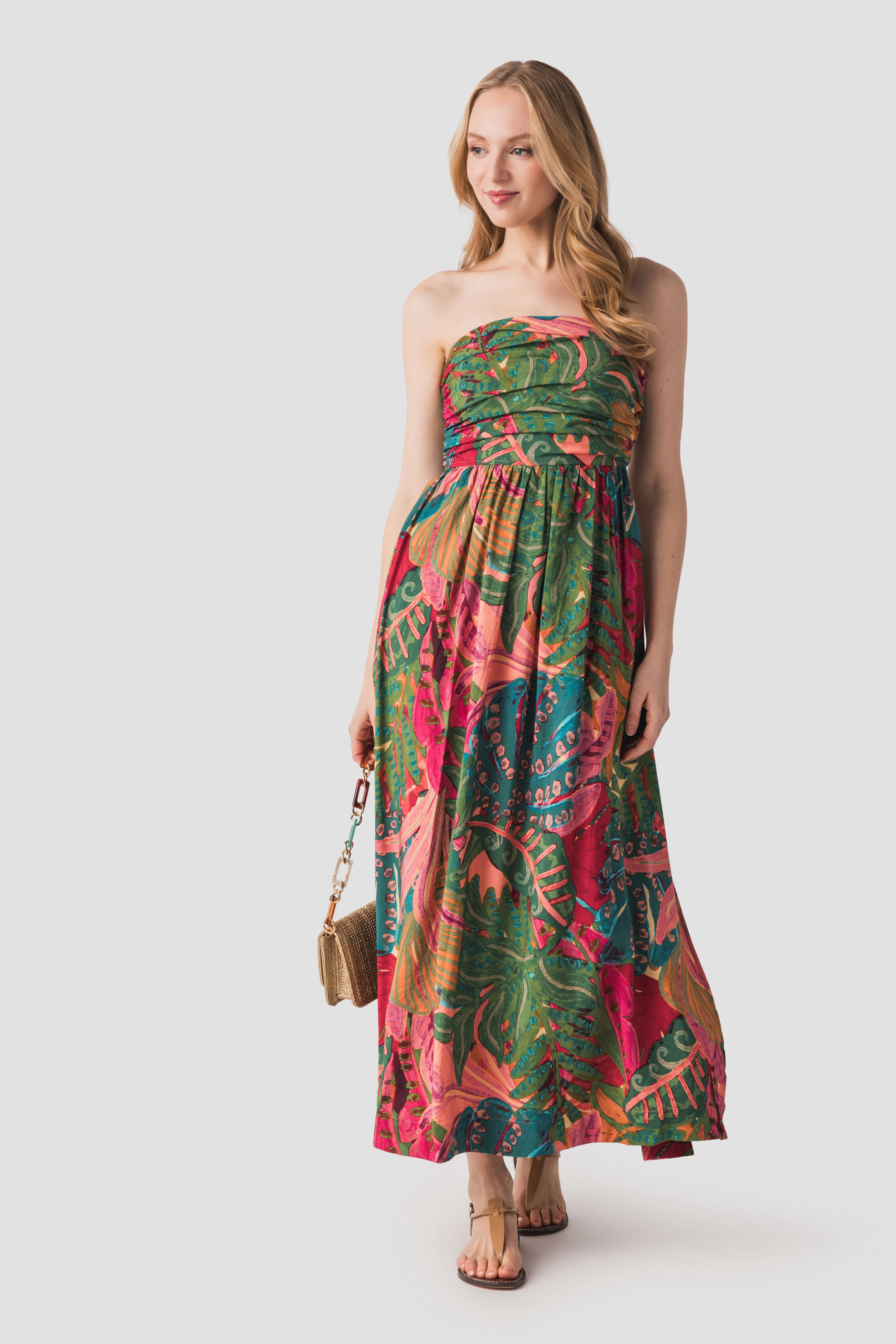 Dress Forum Strapless Ruched Maxi Dress Calypso Coral / Large Dress Forum Strapless Ruched Maxi Dress Calypso Coral / Large