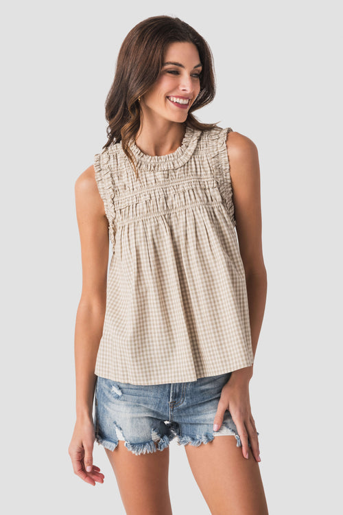 Raisonnel Gingham Ruffle Blouse Top