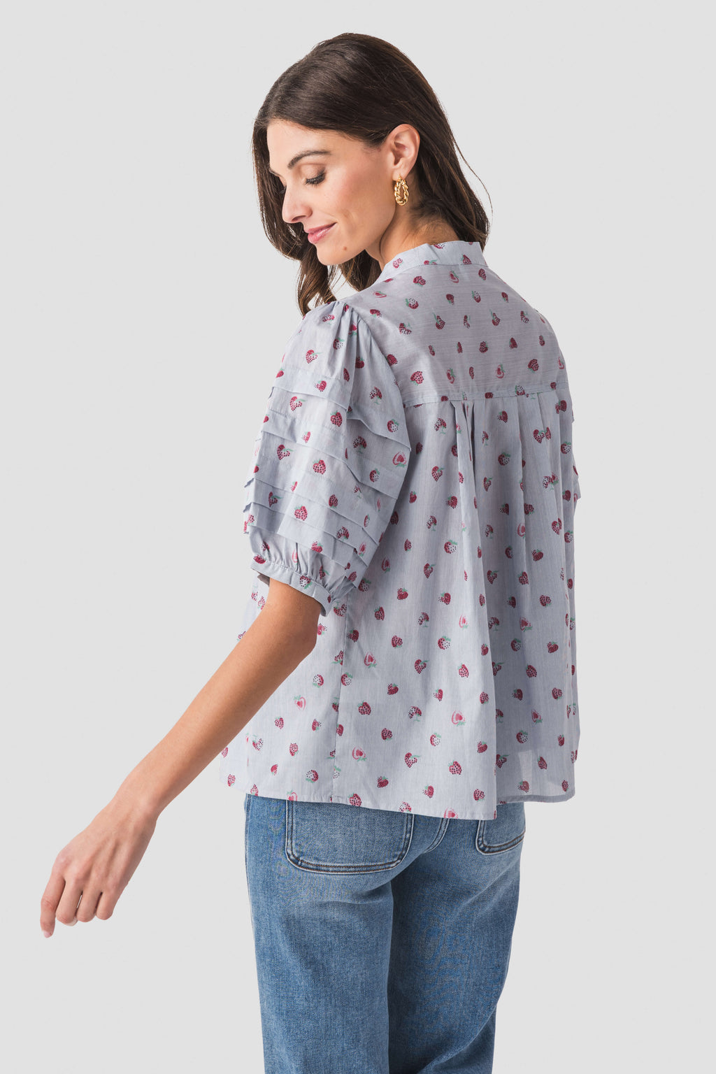 Fate Strawberry Pinstripe Splitneck Top