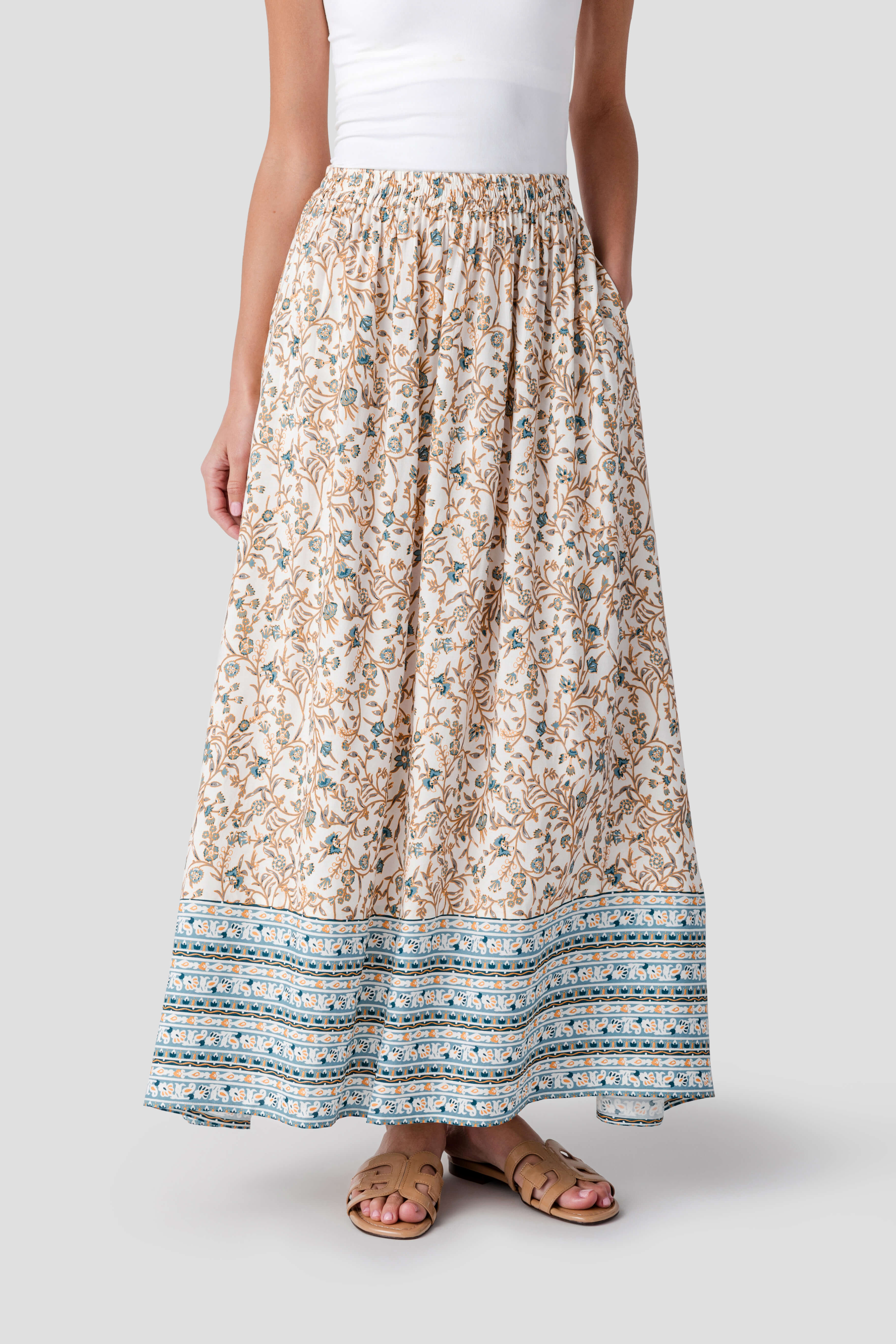 Elan Boho Border Maxi Skirt