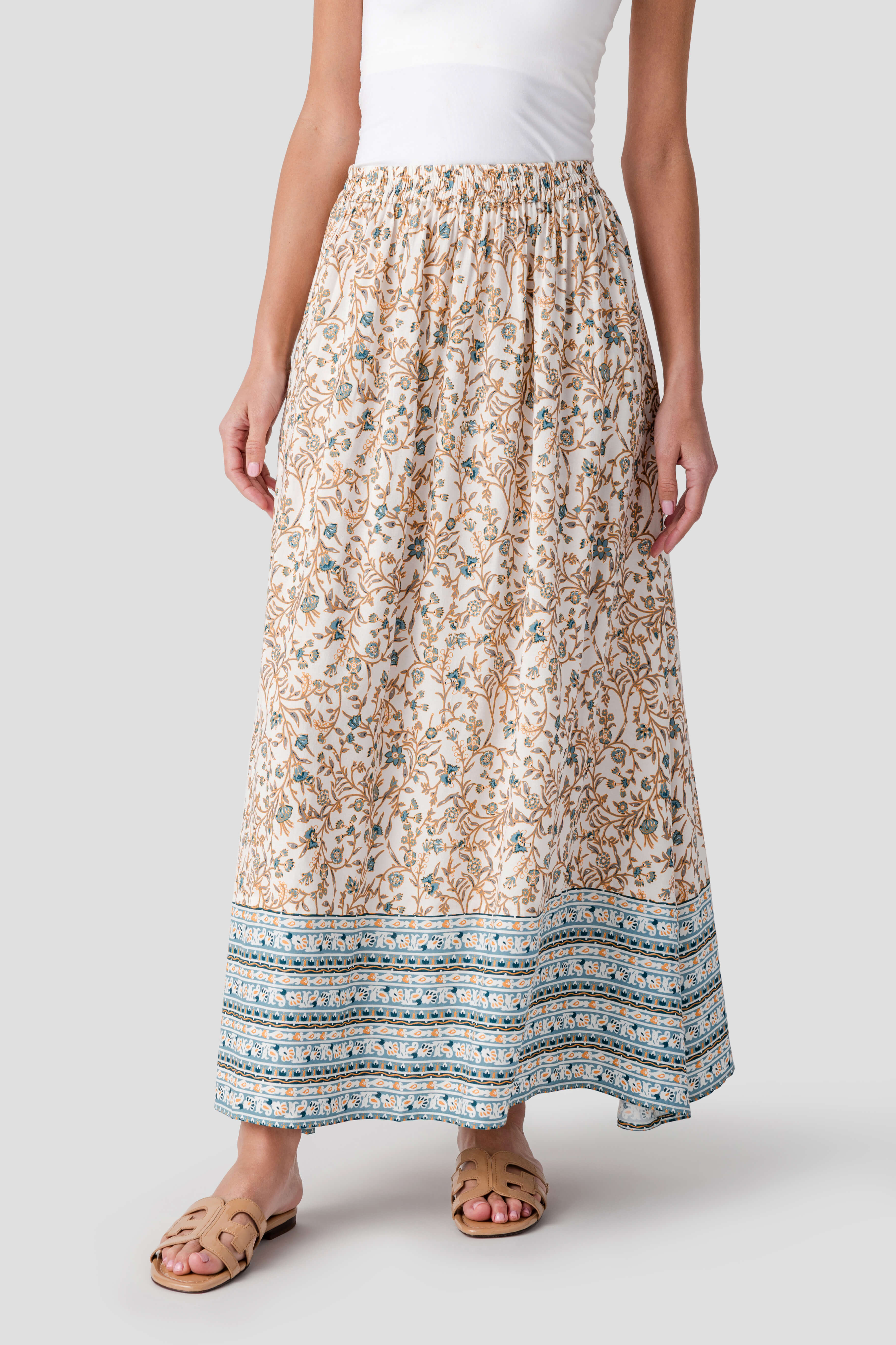 Elan Boho Border Maxi Skirt