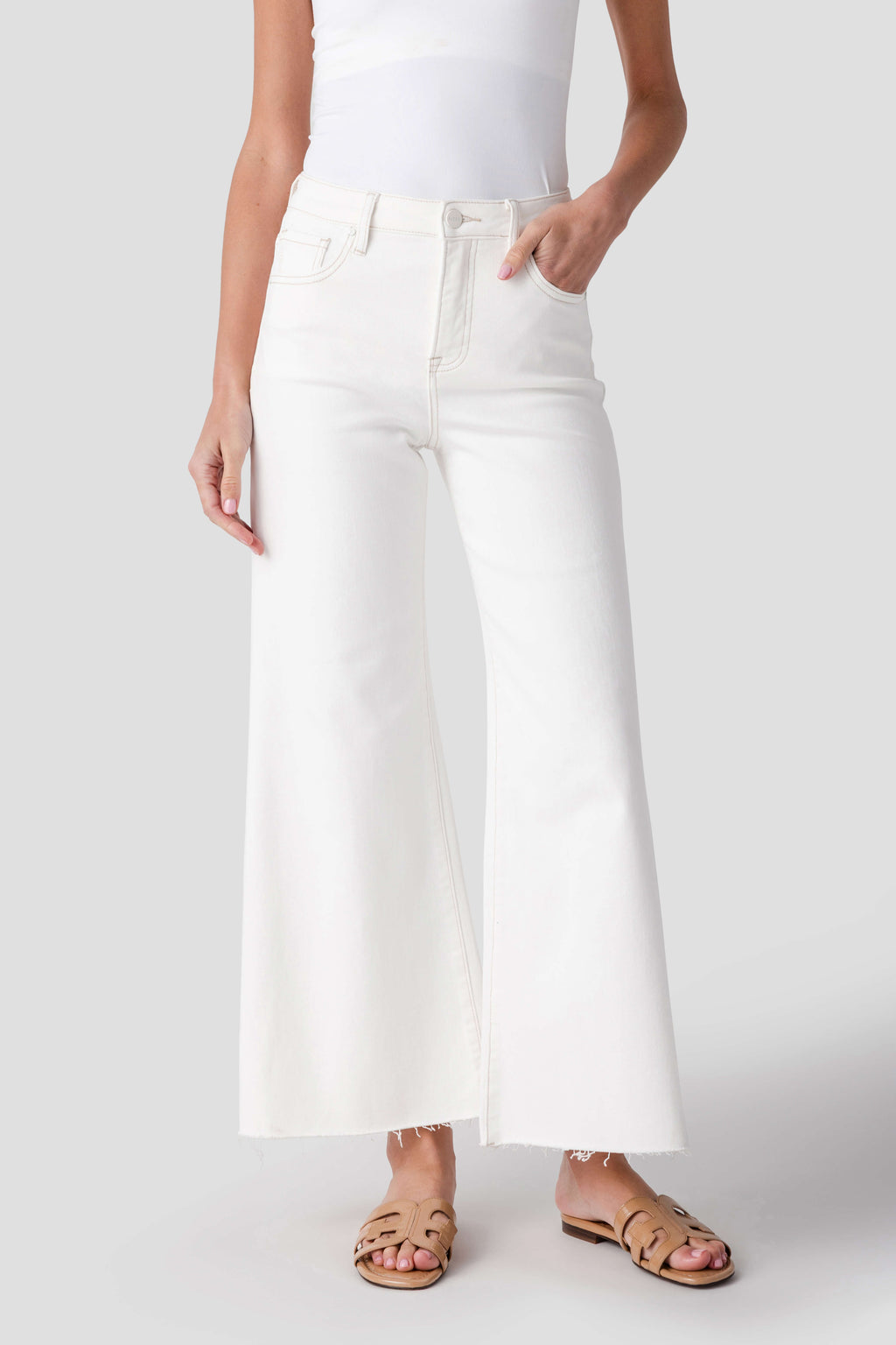 Risen Frannie Palazzo Raw Hem