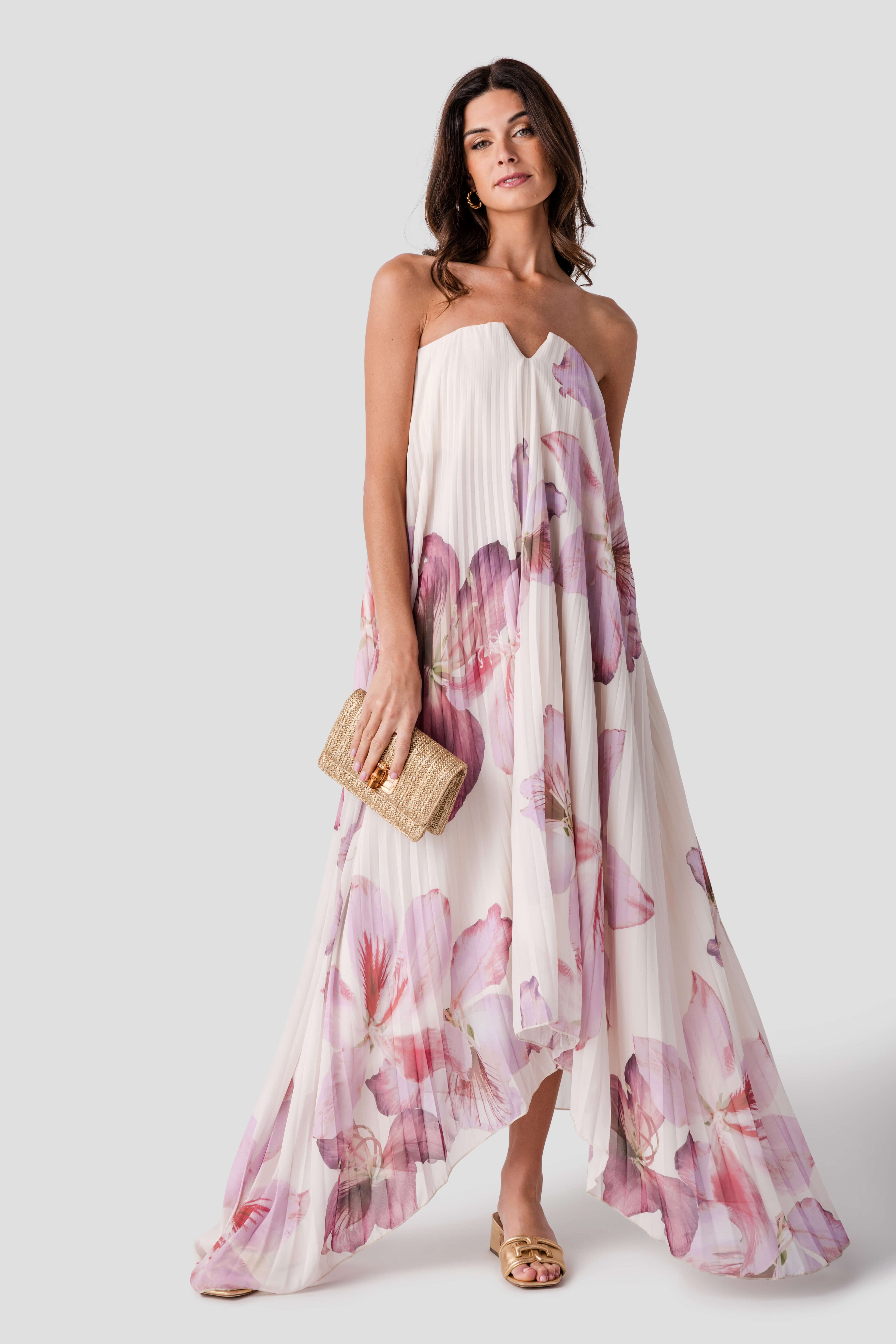 Dress Forum Bloomlight Pleated Maxi Column Dress