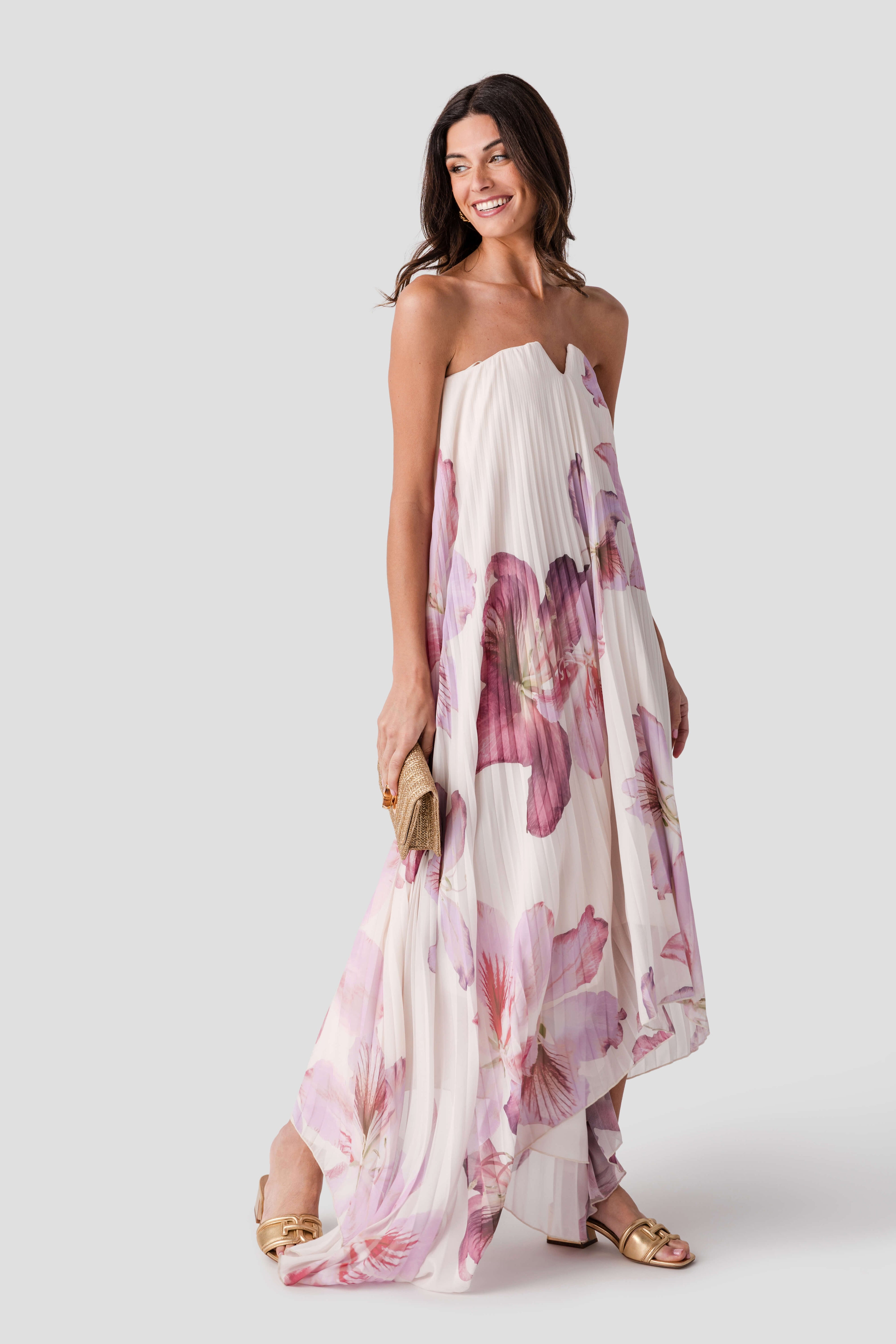 Dress Forum Bloomlight Pleated Maxi Column Dress