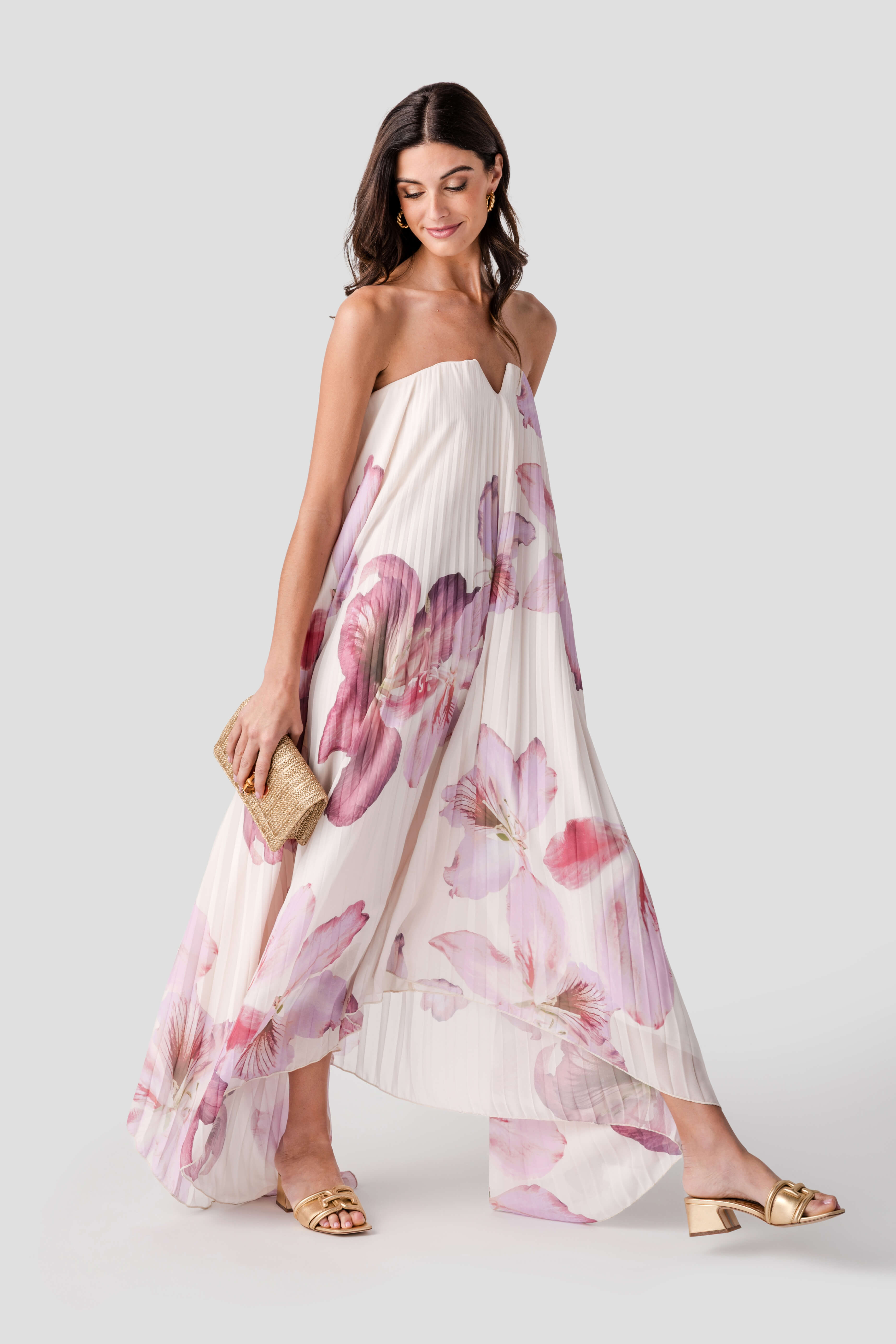 Dress Forum Bloomlight Pleated Maxi Column Dress