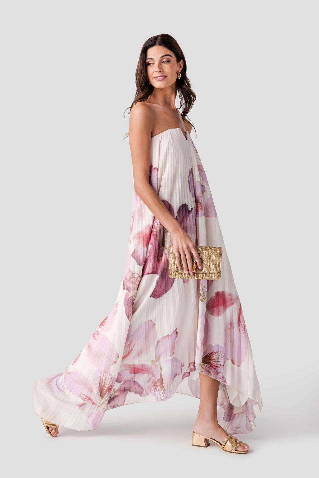 Dress Forum Bloomlight Pleated Maxi Column Dress