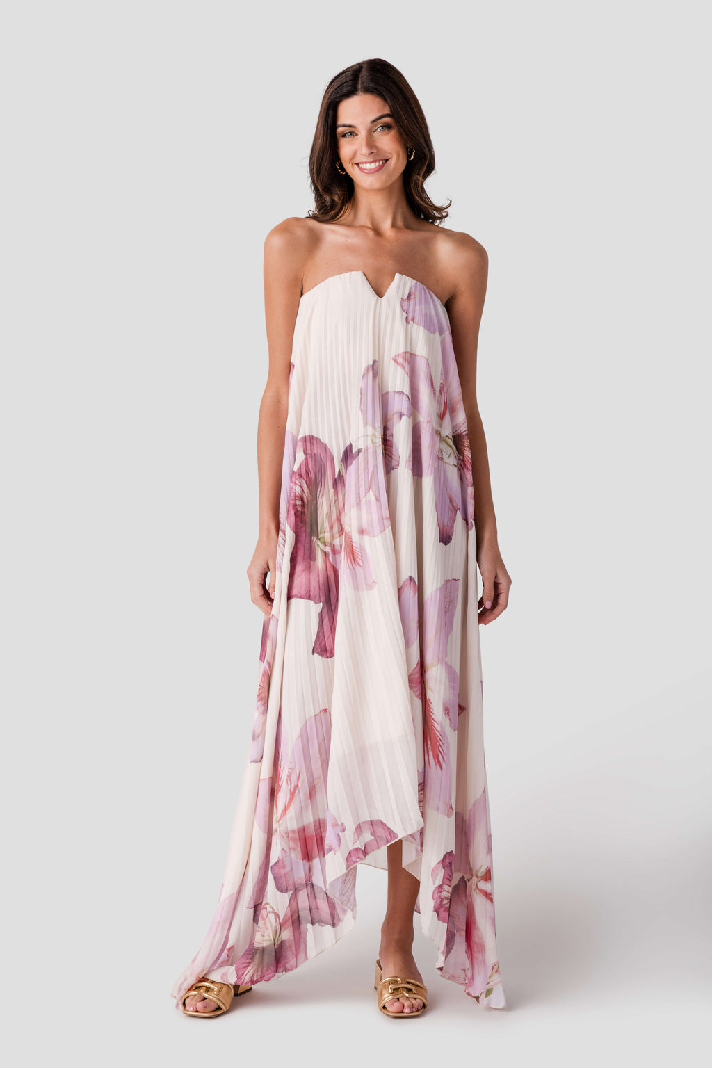 Dress Forum Bloomlight Pleated Maxi Column Dress