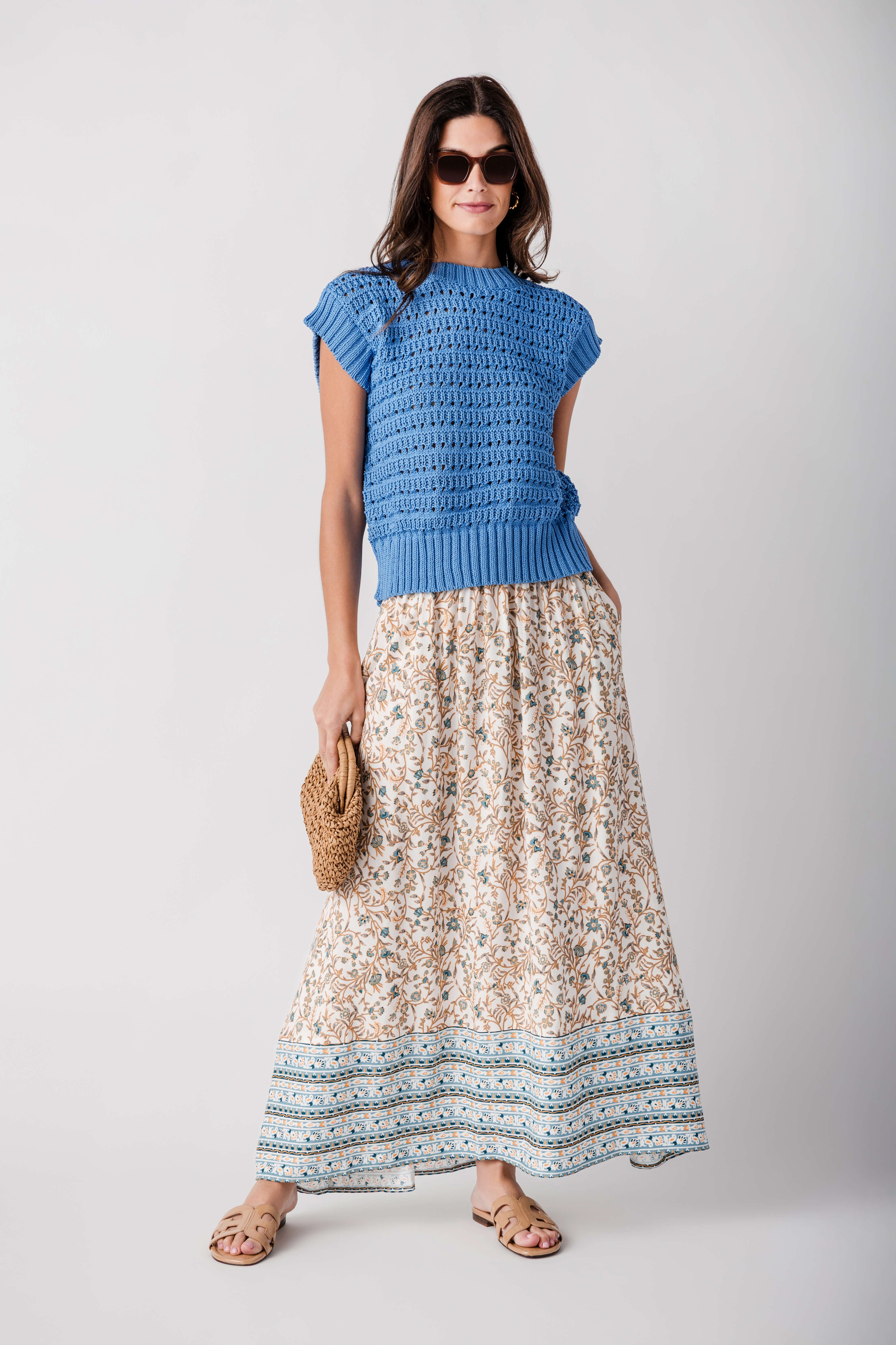 Elan Boho Border Maxi Skirt