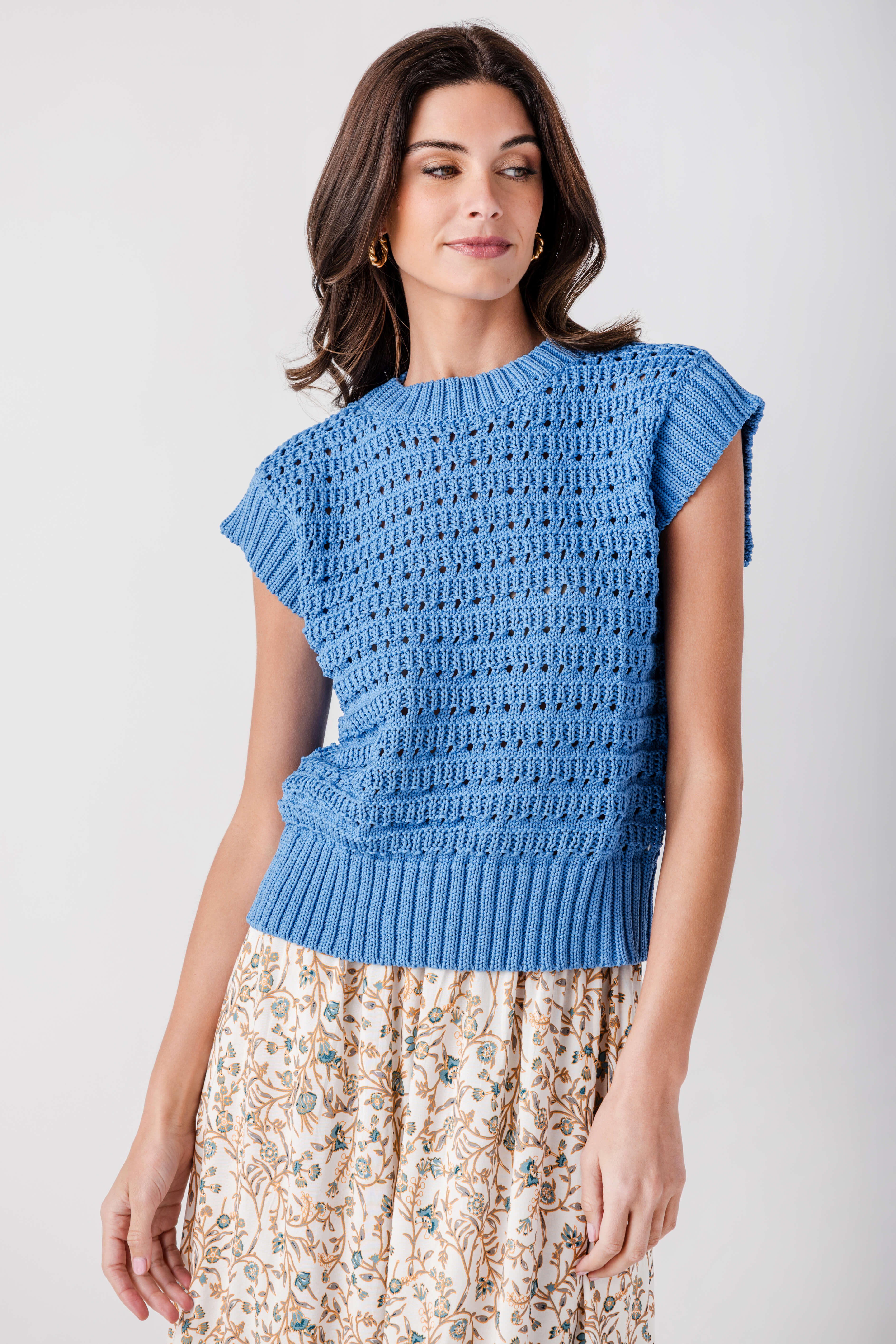 Elan Open Knit Vest Top