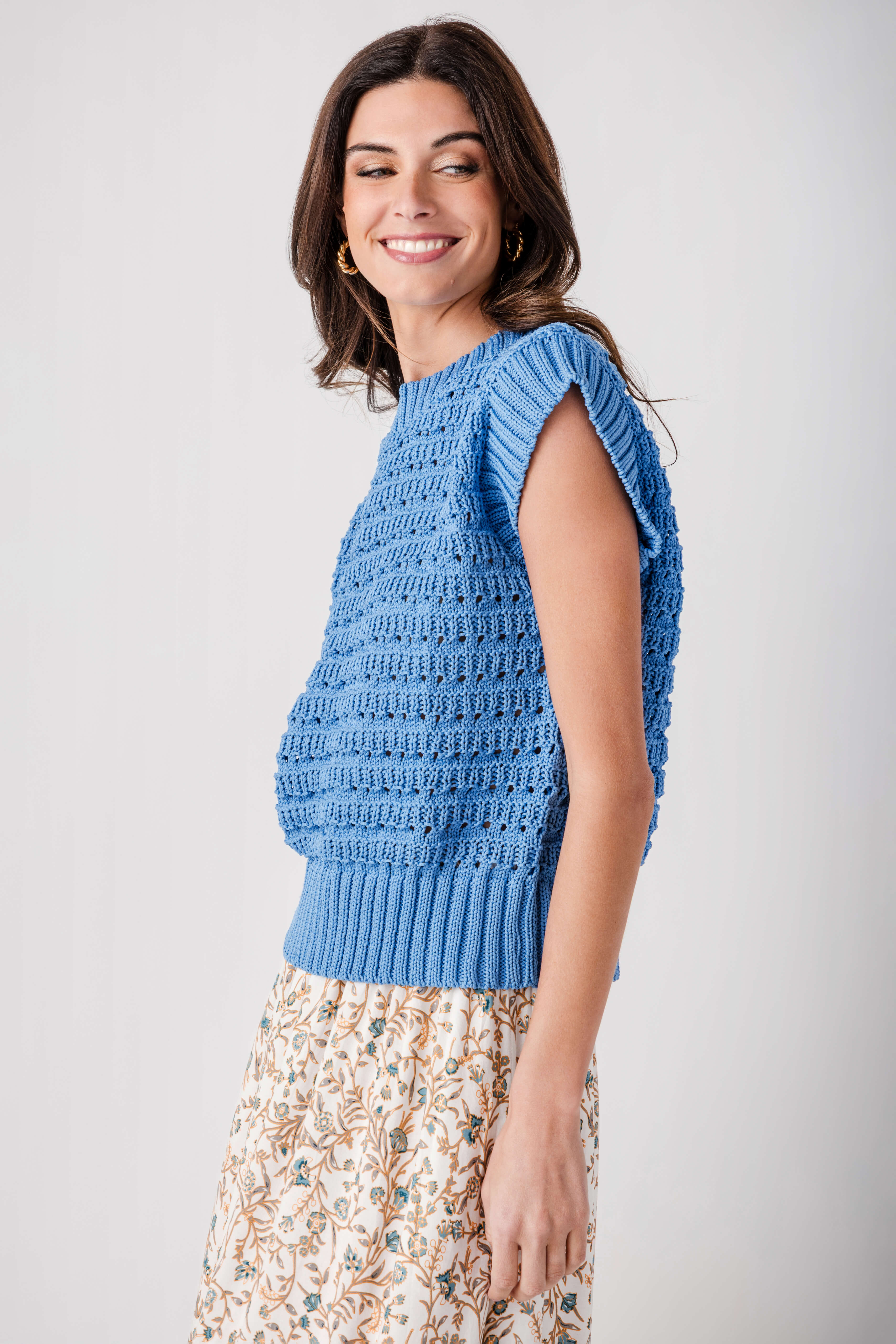 Elan Open Knit Vest Top