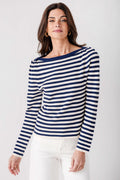 &Merci Striped Boat Neck Top