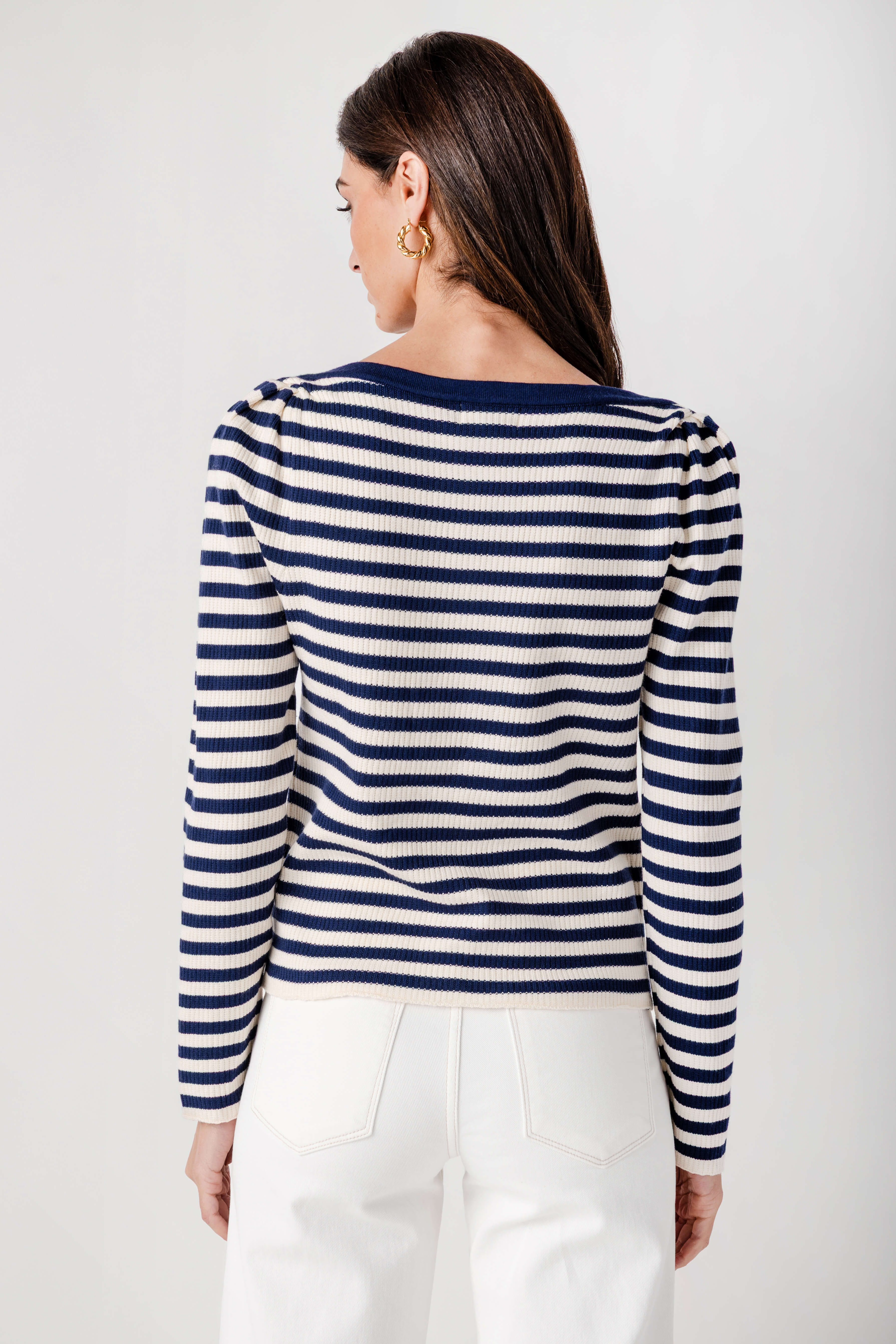 &Merci Striped Boat Neck Top