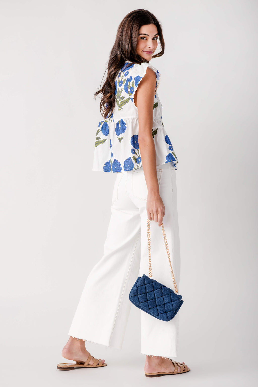 THML Blue Fleur Tiered Top