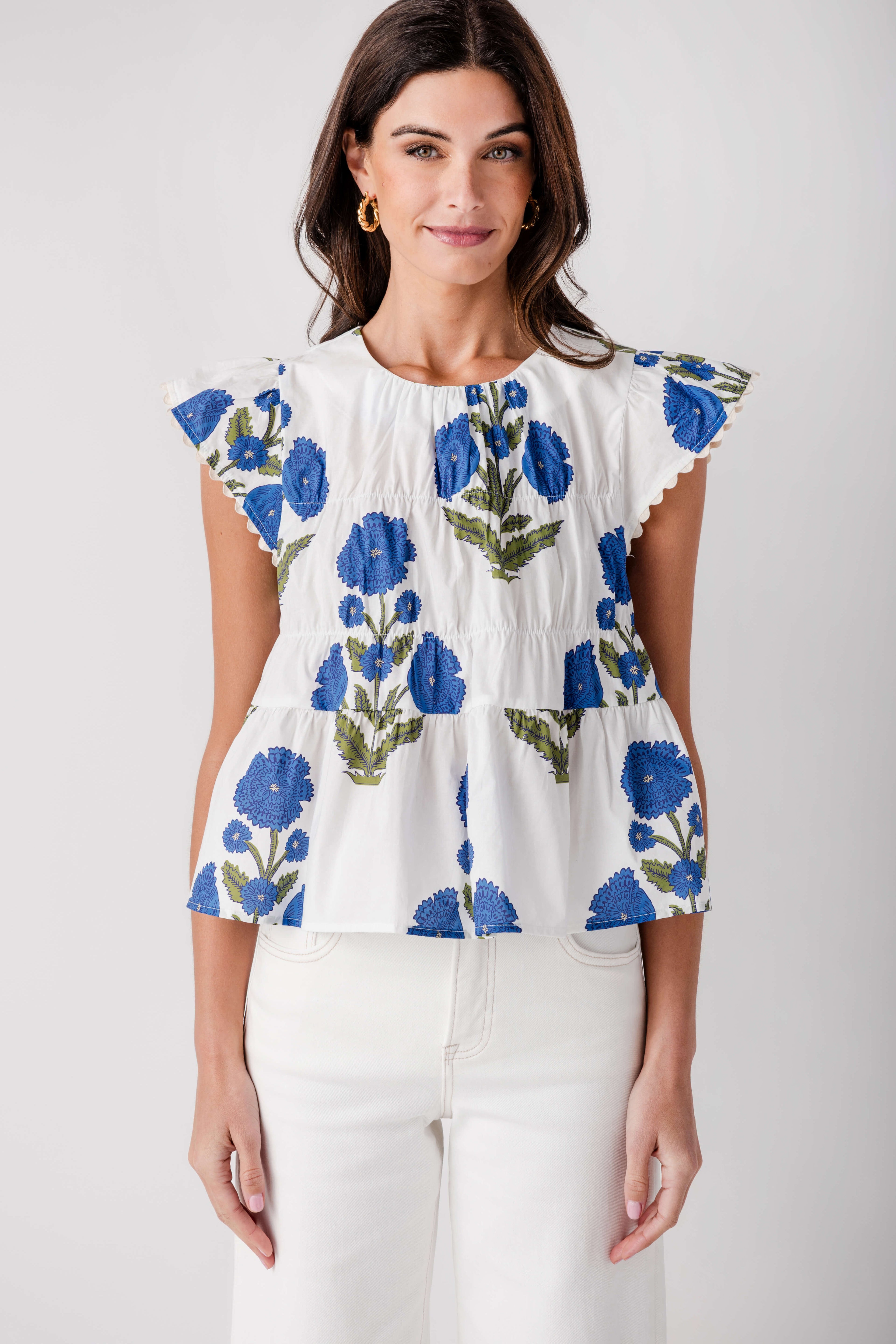 THML Blue Fleur Tiered Top