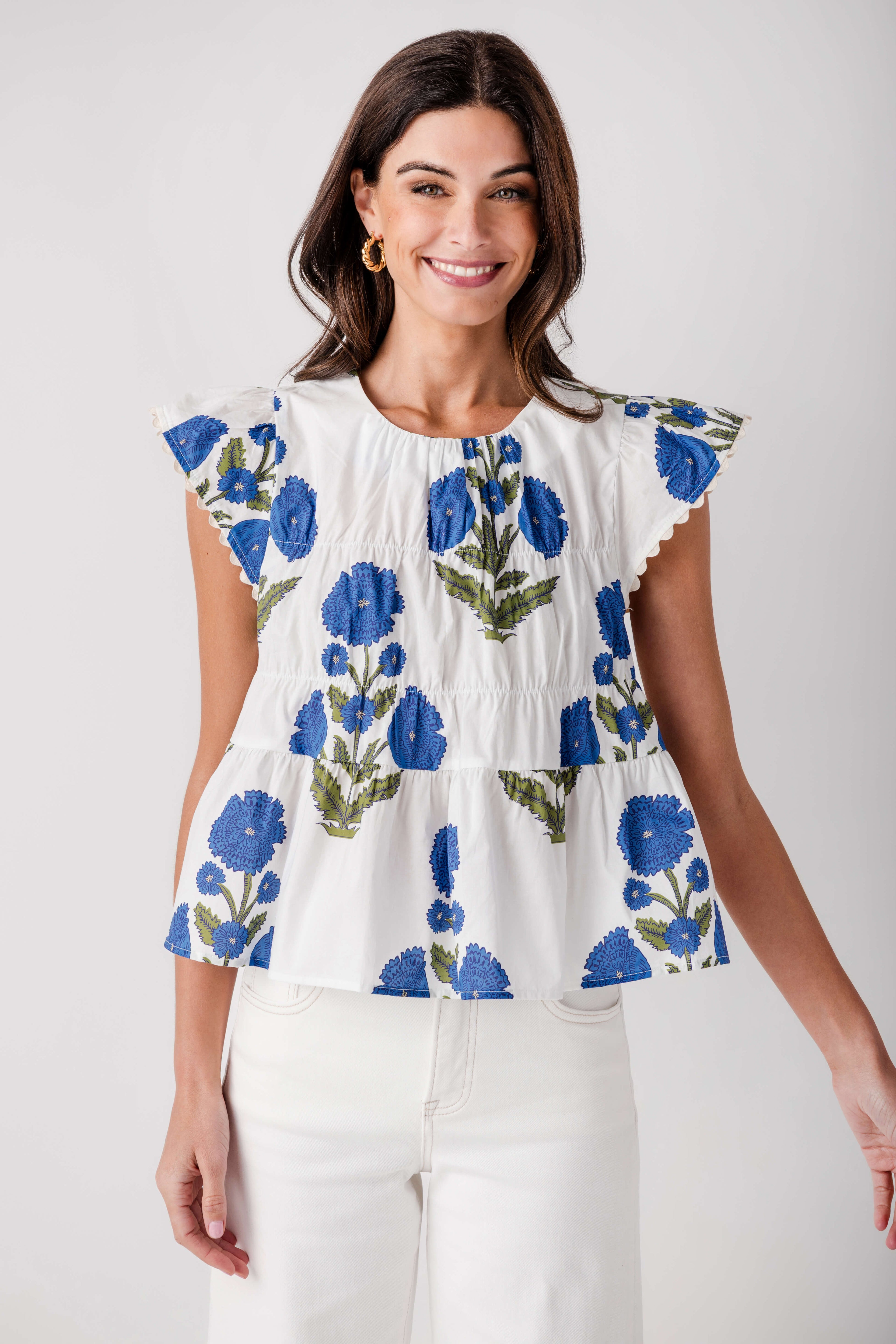 THML Blue Fleur Tiered Top