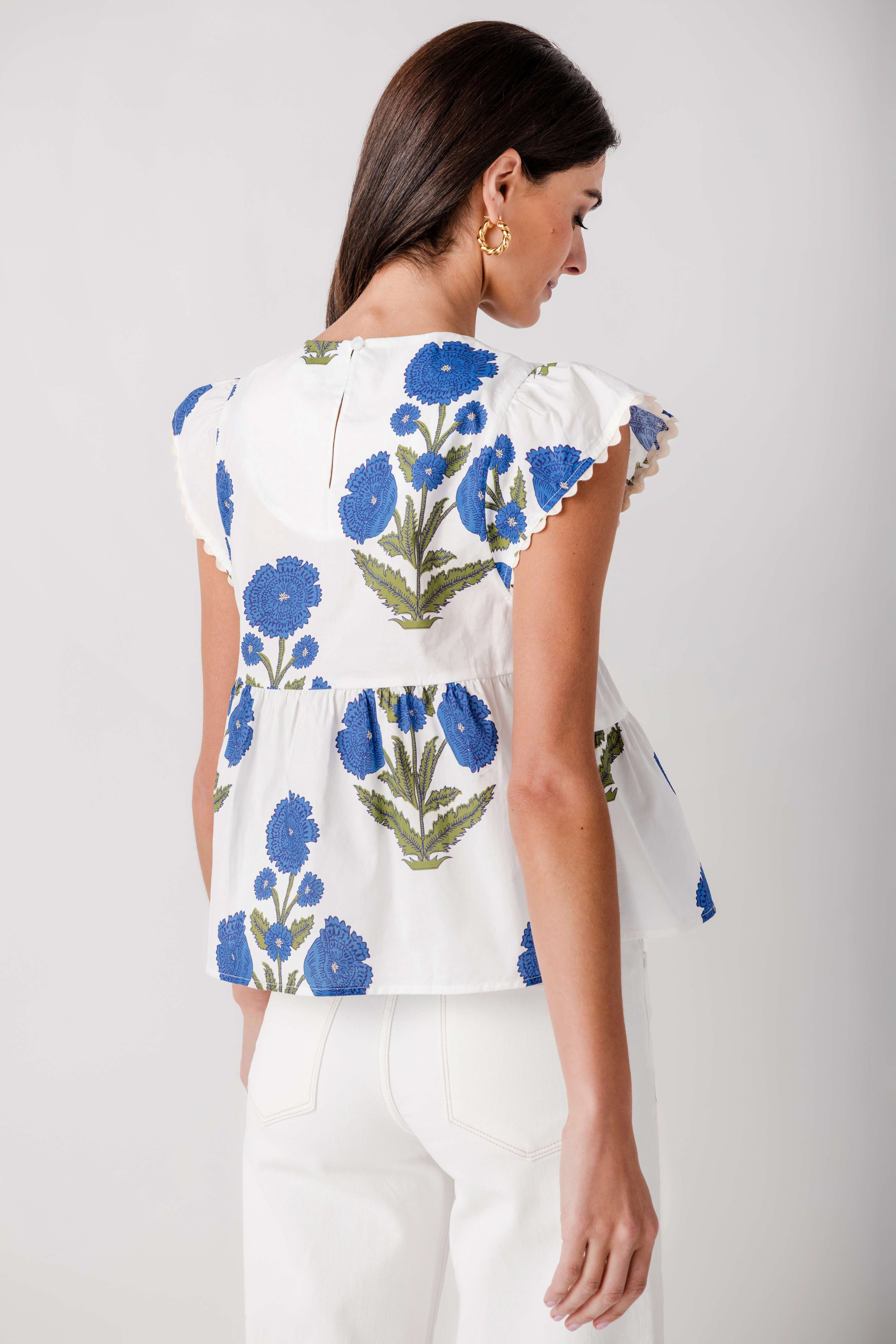 THML Blue Fleur Tiered Top