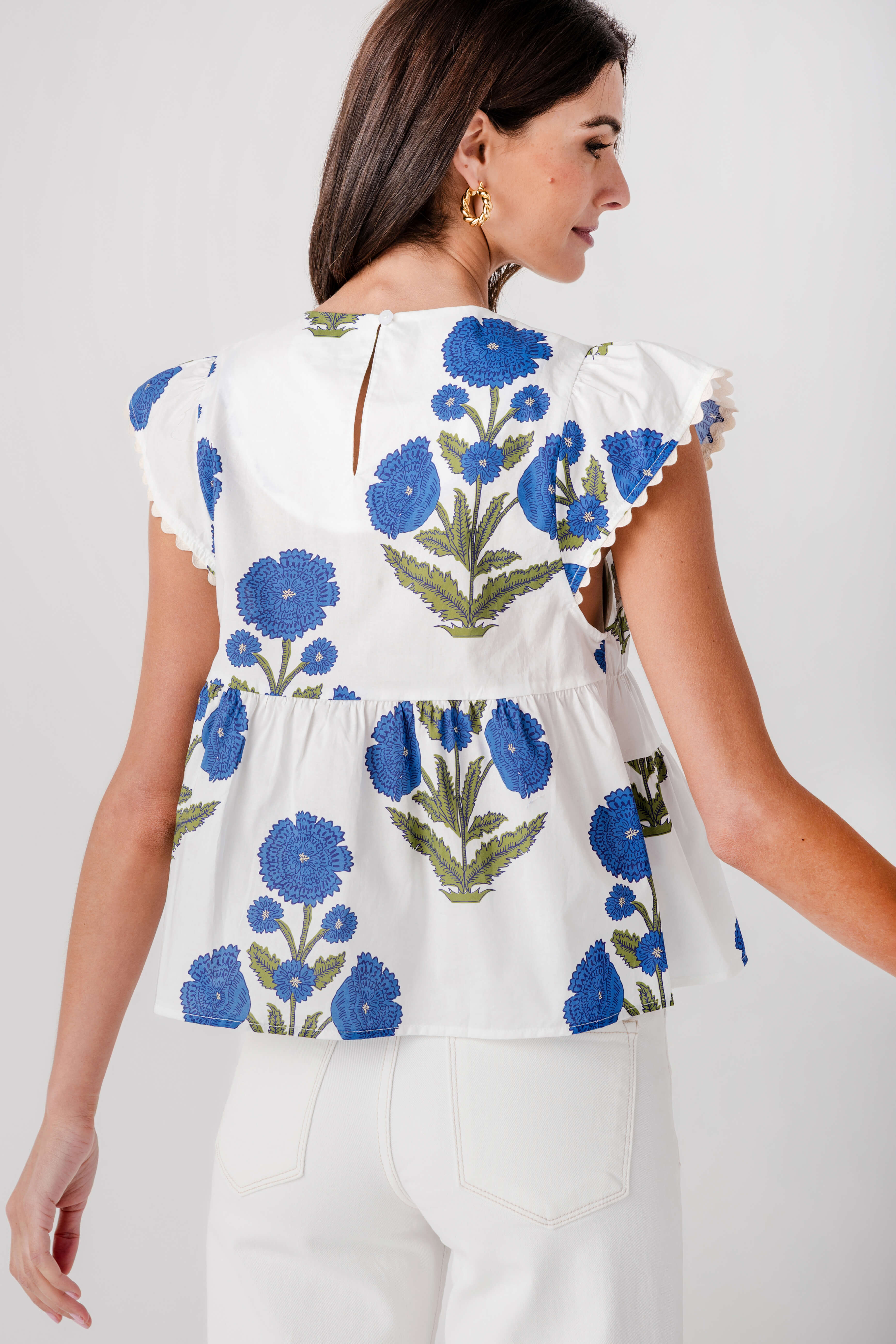 THML Blue Fleur Tiered Top