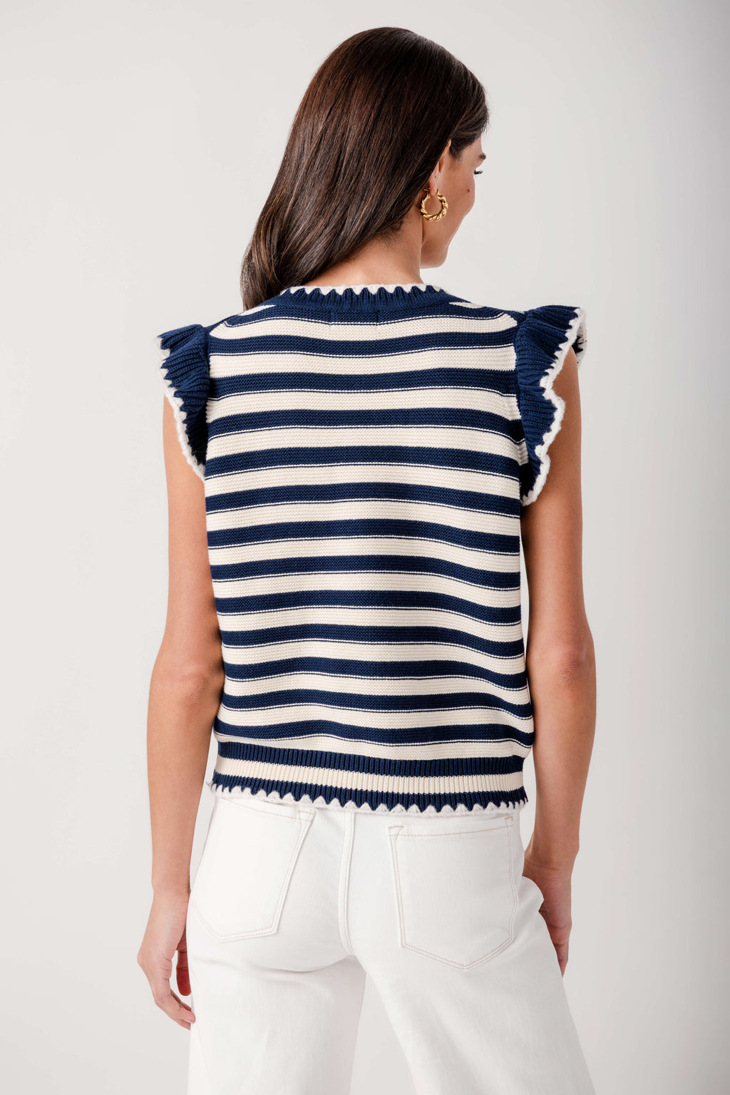 &Merci Stripe Ruffle Sweater Top