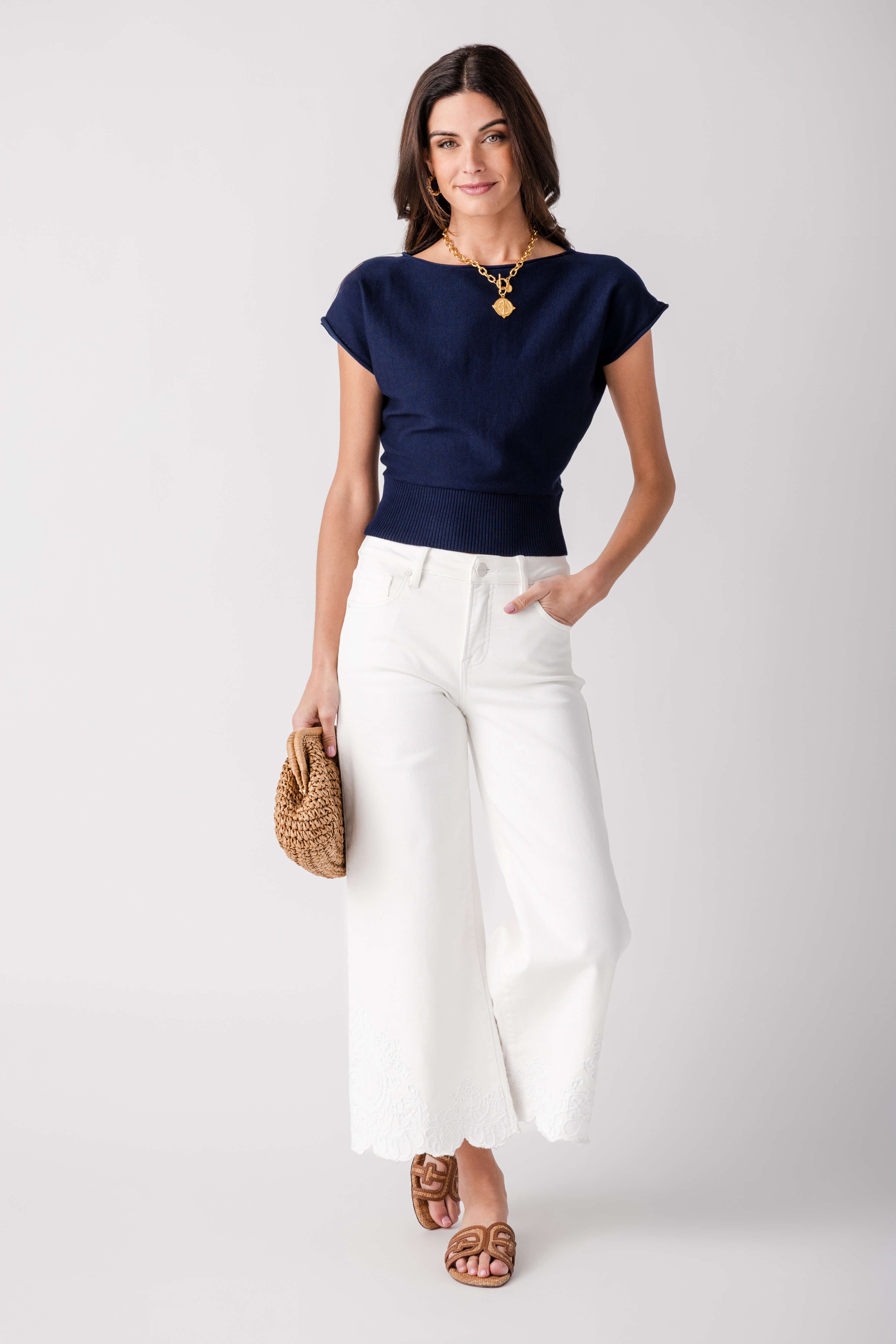 Raisonnel Cap Sleeve Knit Top