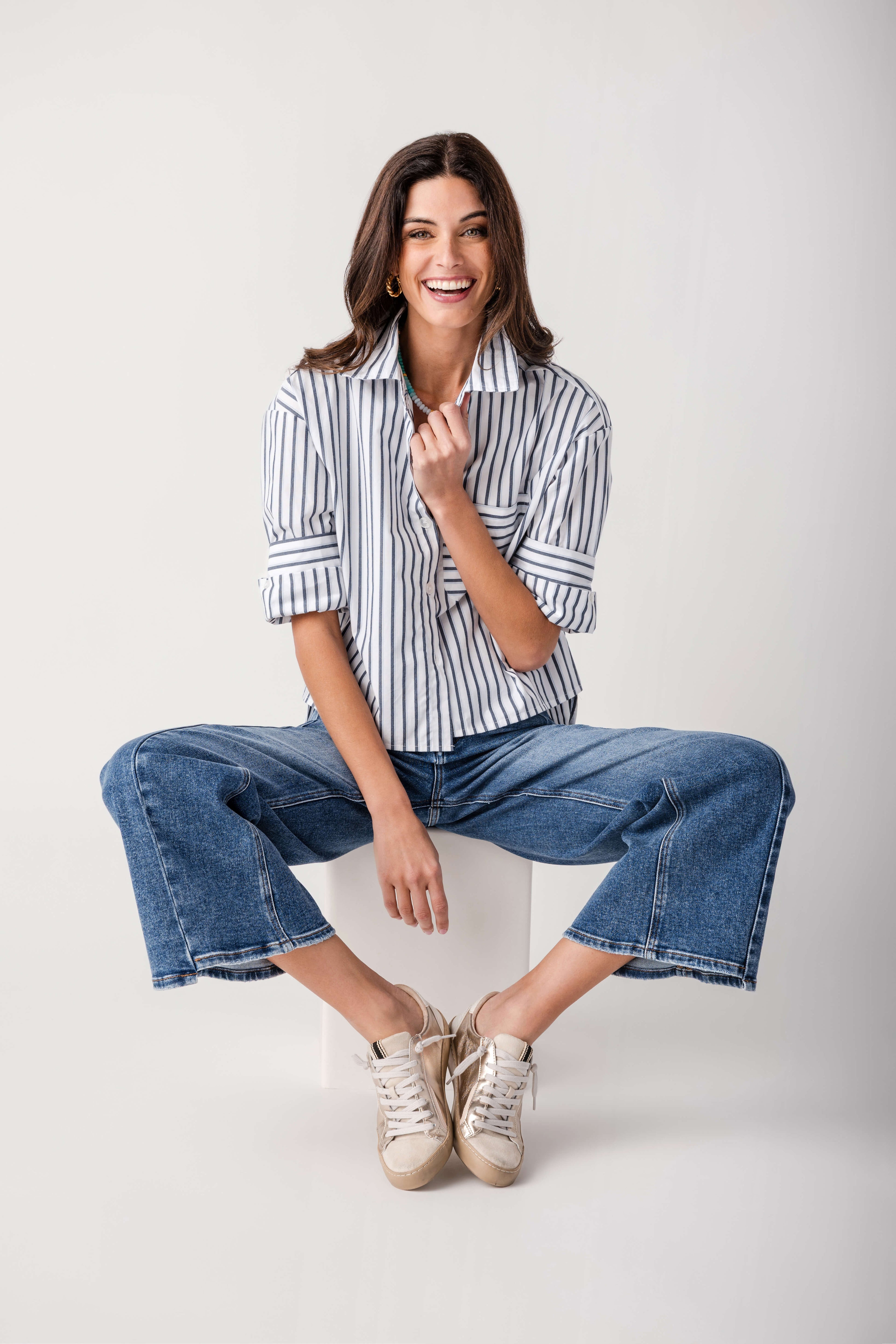 RD Style Kerwin Poplin Hi-Low Top