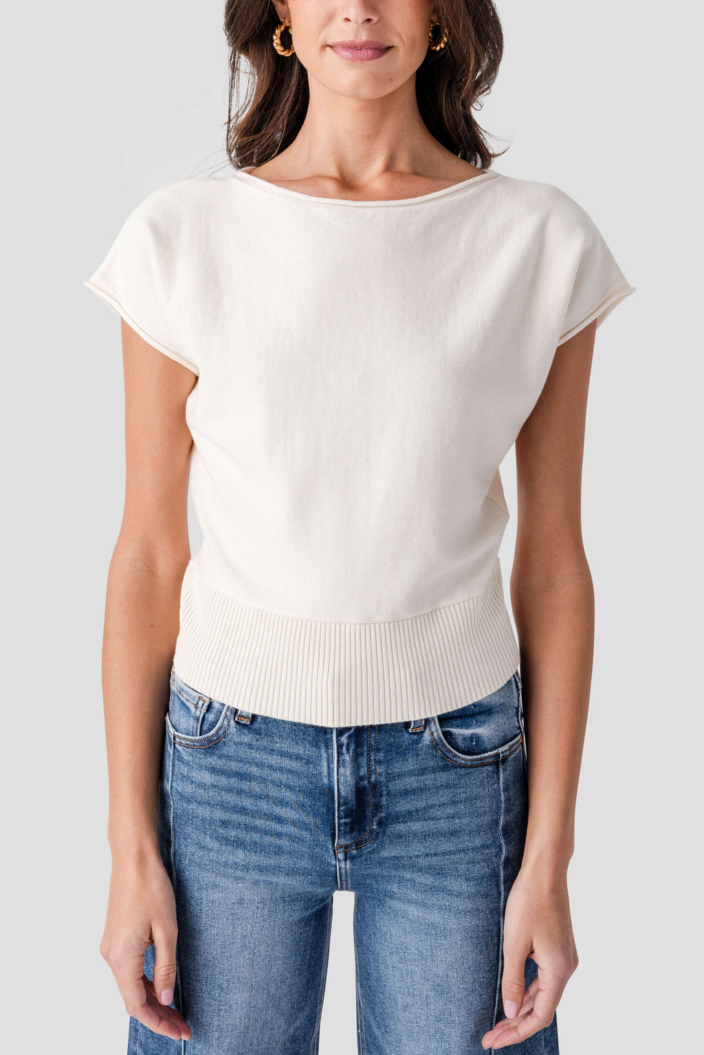Raisonnel Cap Sleeve Knit Top