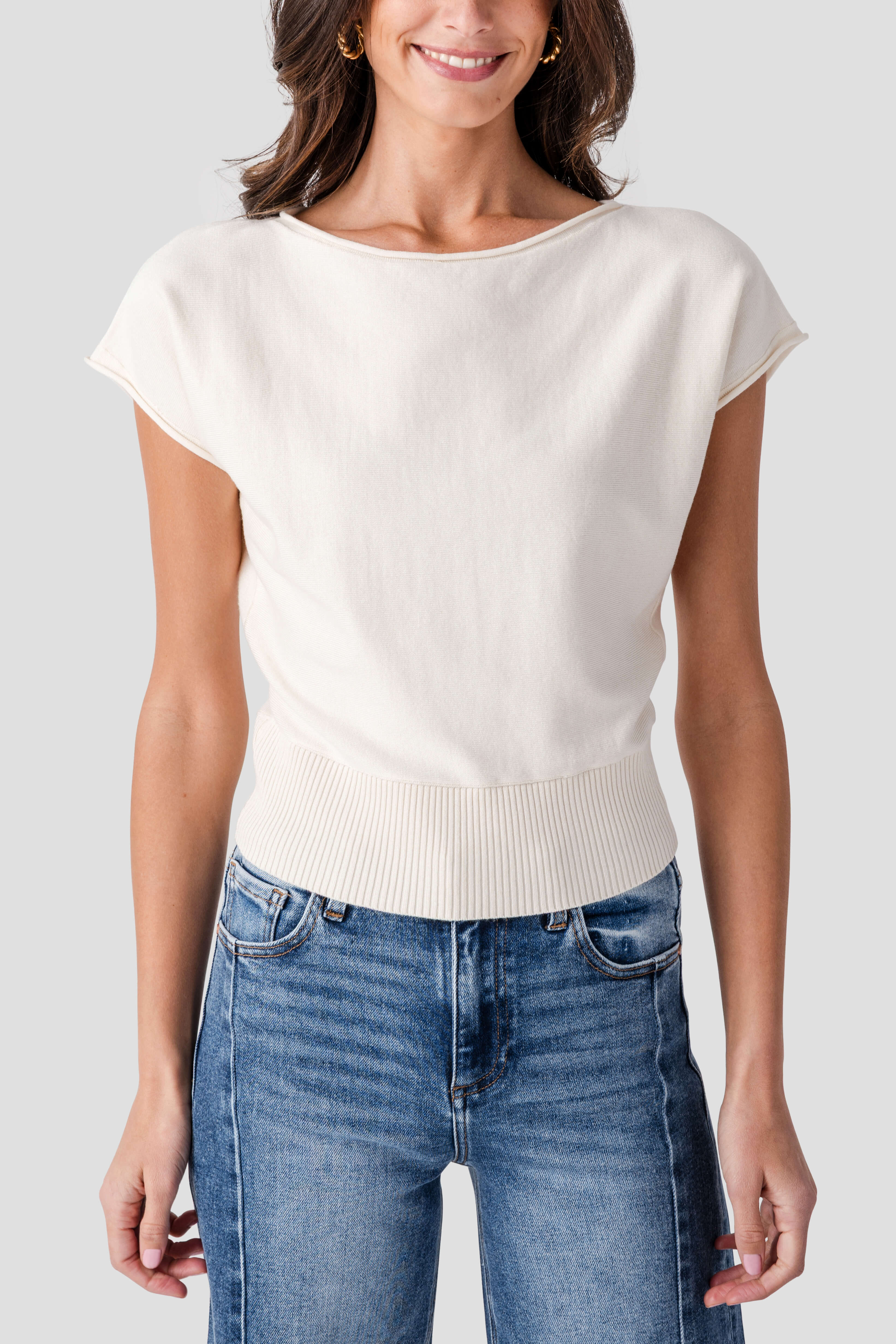 Raisonnel Cap Sleeve Knit Top
