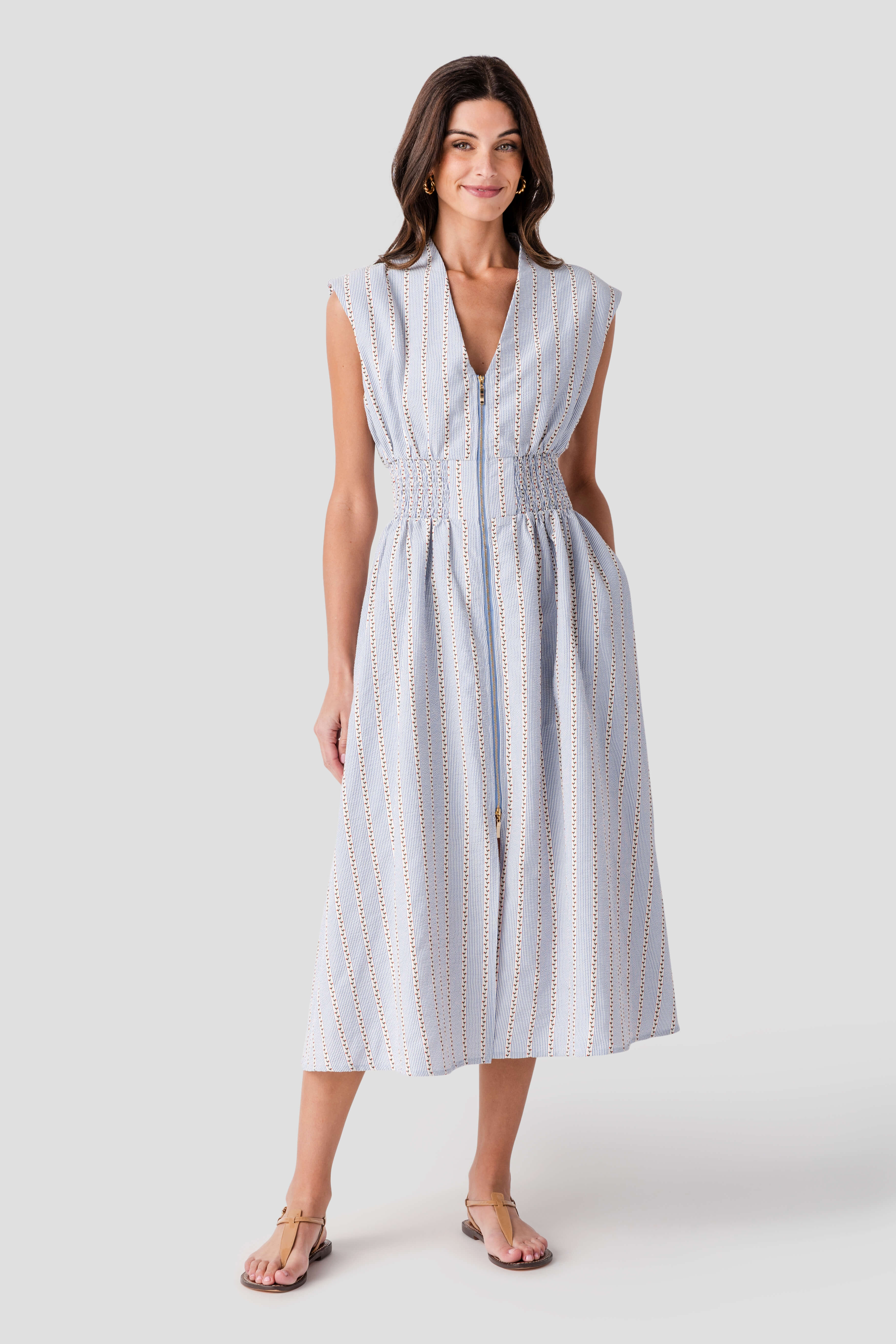cinched waist midi dress THML Rosette Cinched Waist Midi Dress – Social Threads