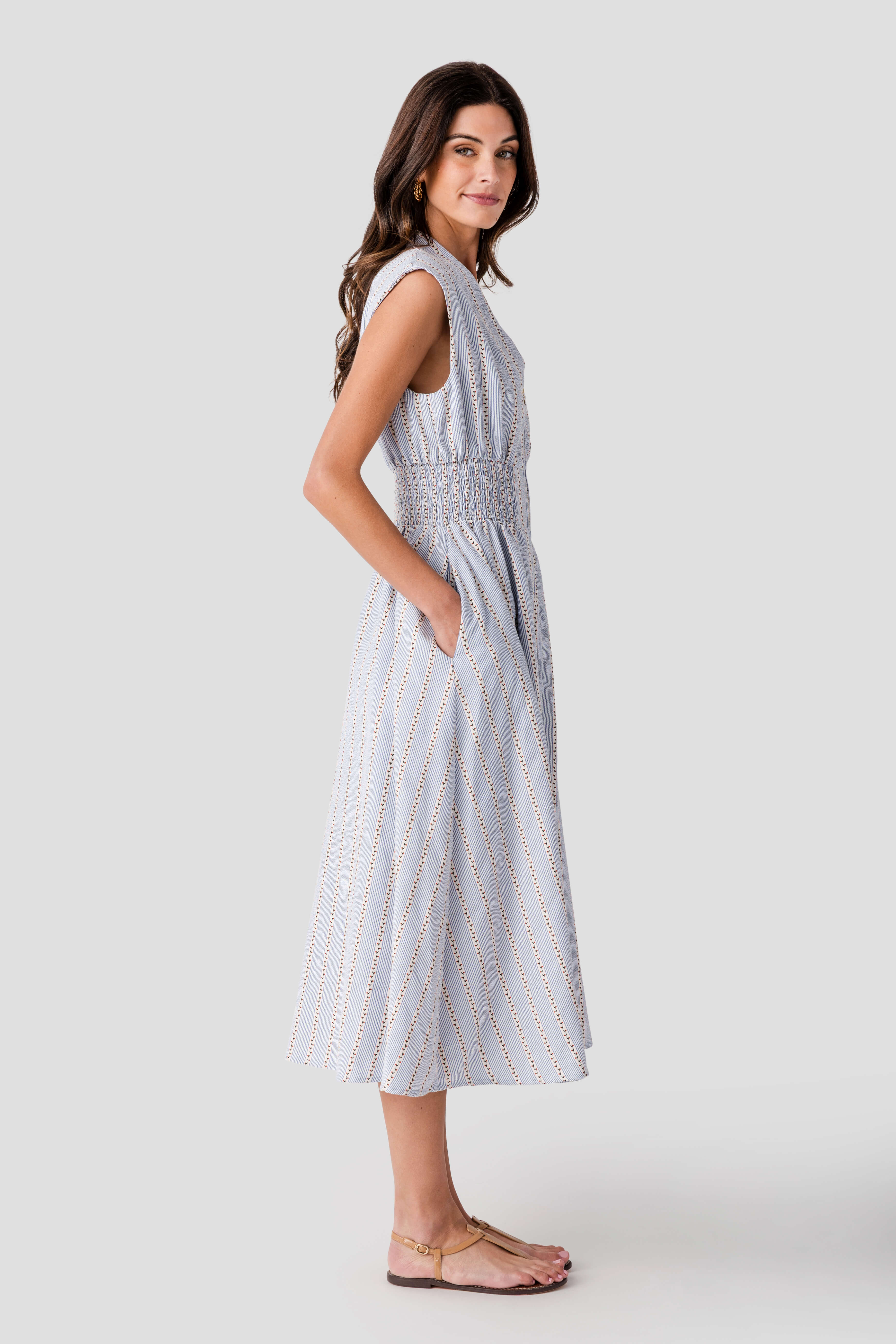 THML Rosette Cinched Waist Midi Dress – Social Threads