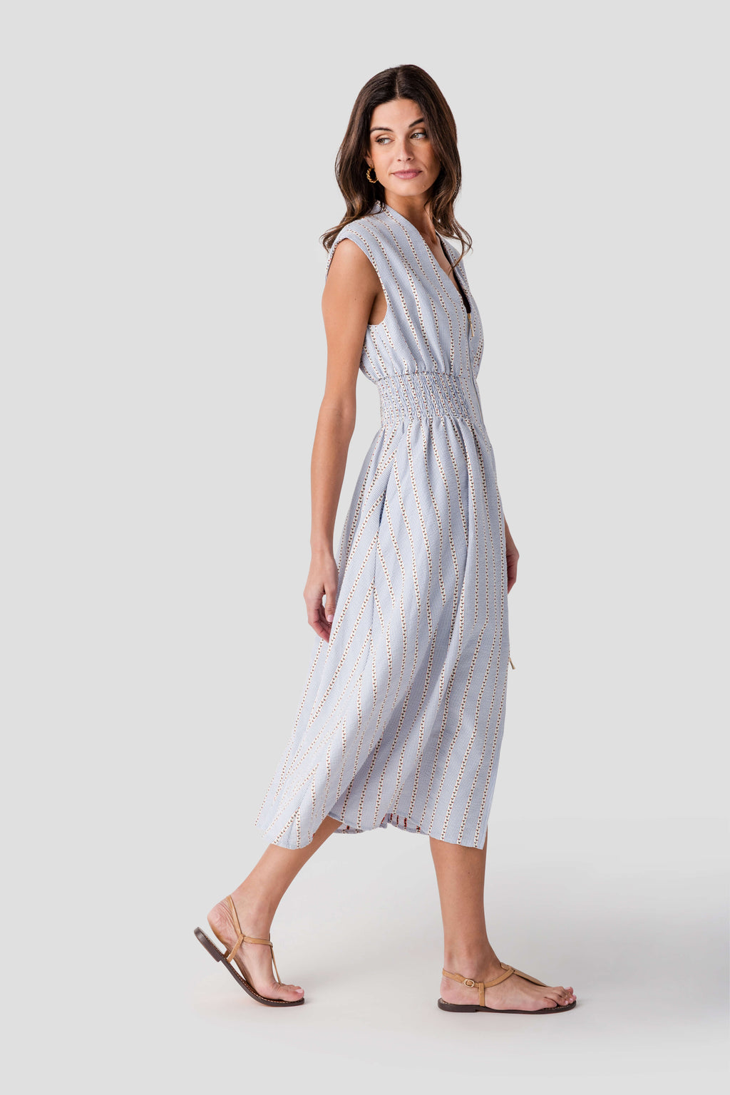 THML Rosette Cinched Waist Midi Dress