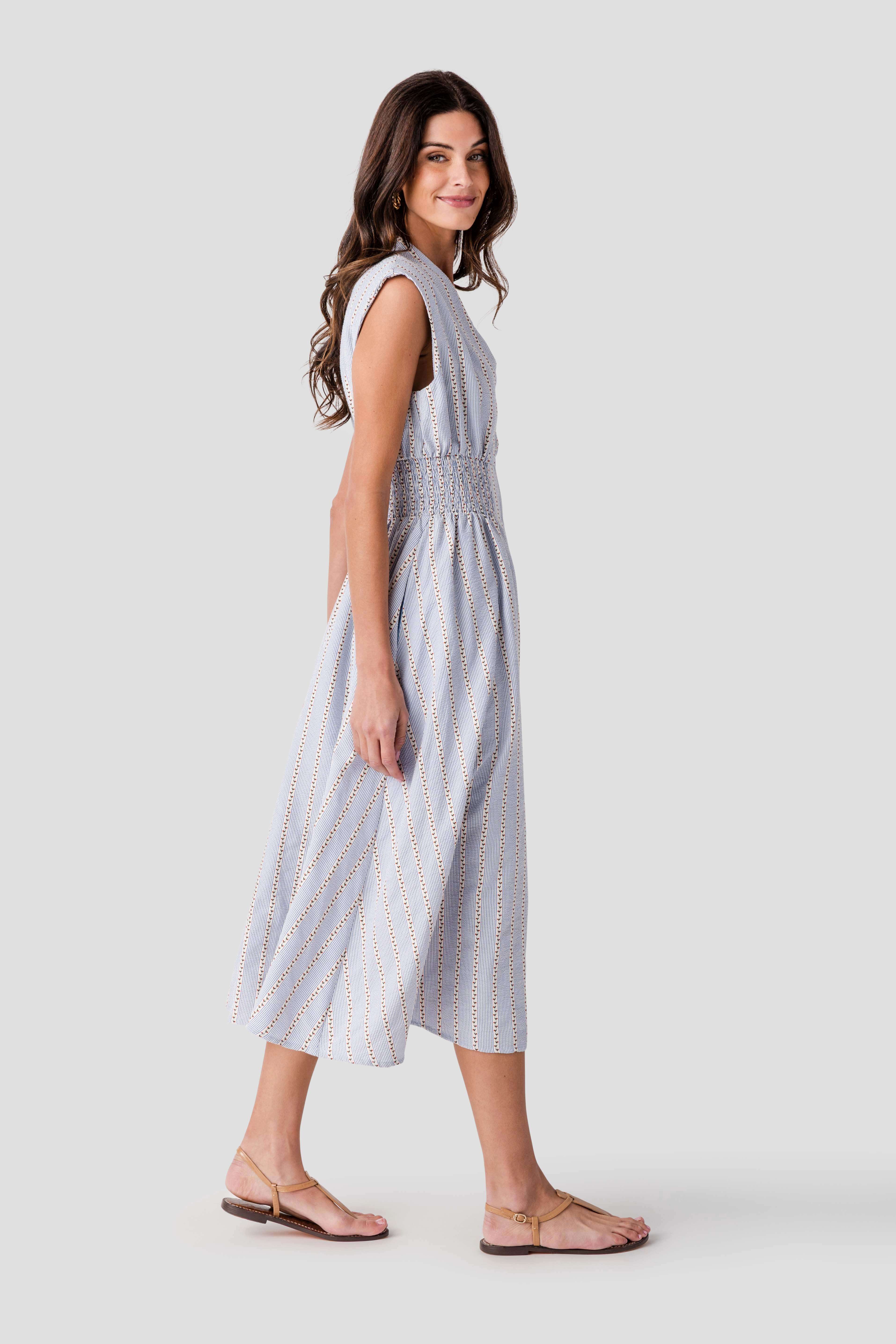 THML Rosette Cinched Waist Midi Dress